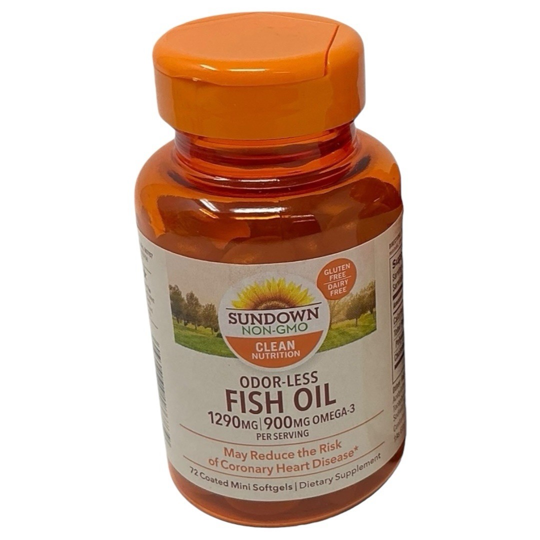 Sundown Odorless Fish Oil, 1290mg, Omega 3 Dietary Supplement, Supports Heart Sundown Odorless Fish Oil, 1290mg, Omega 3 Dietary Supplement, Supports Heart