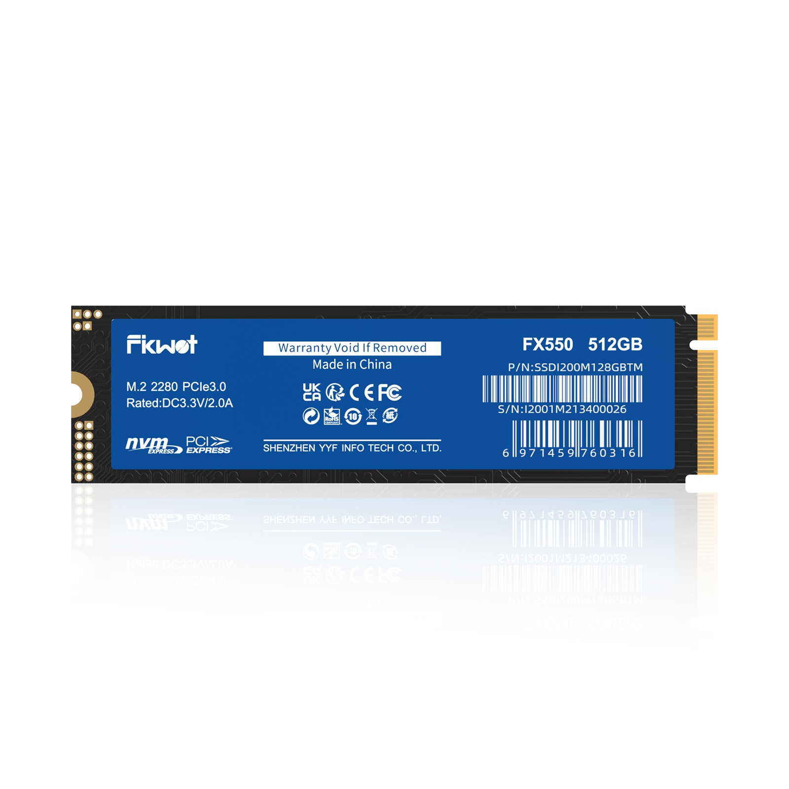 Fikwot 512GB M.2 SSD Hard Drive NVMe PCIe 3.0 3500MB/ Internal Solid State Drive