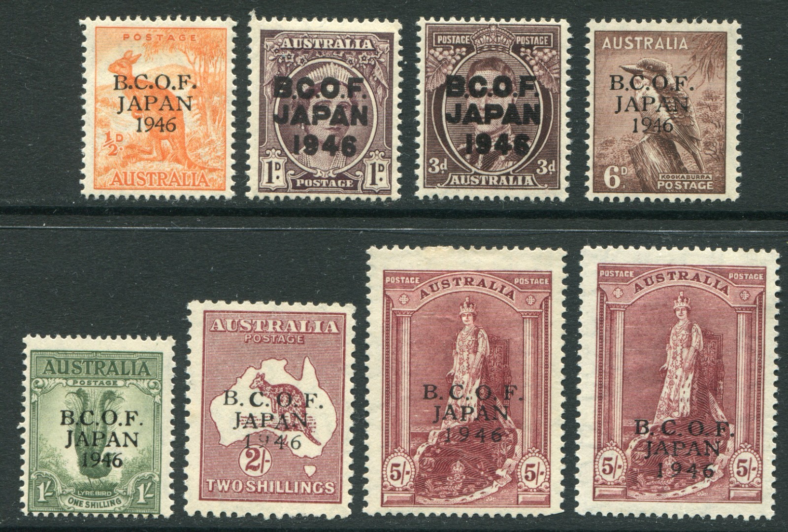 Australia (BCOF) 1946-47 ½d-5s x2 SG J.1-J.7+7a hm (cat. £350 u/m) B 1x 5s fault