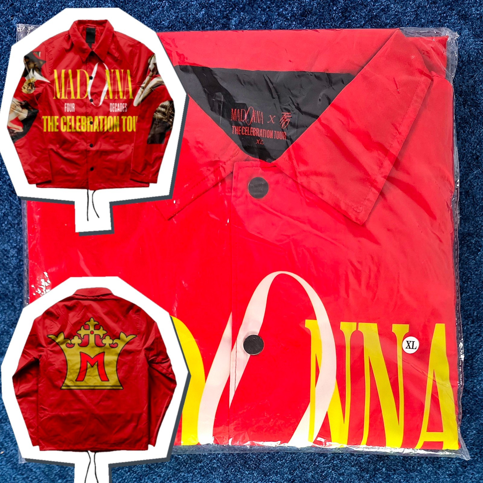 MADONNA SEALED CELEBRATION TOUR COACHES JACKET FFO XL 2023 Blond Ambition Crown