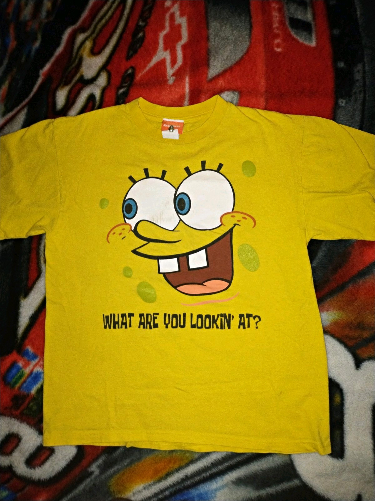 VINTAGE 2004 Nickelodeon SpongeBob SquarePants XL Yellow Graphic Cotton Tee