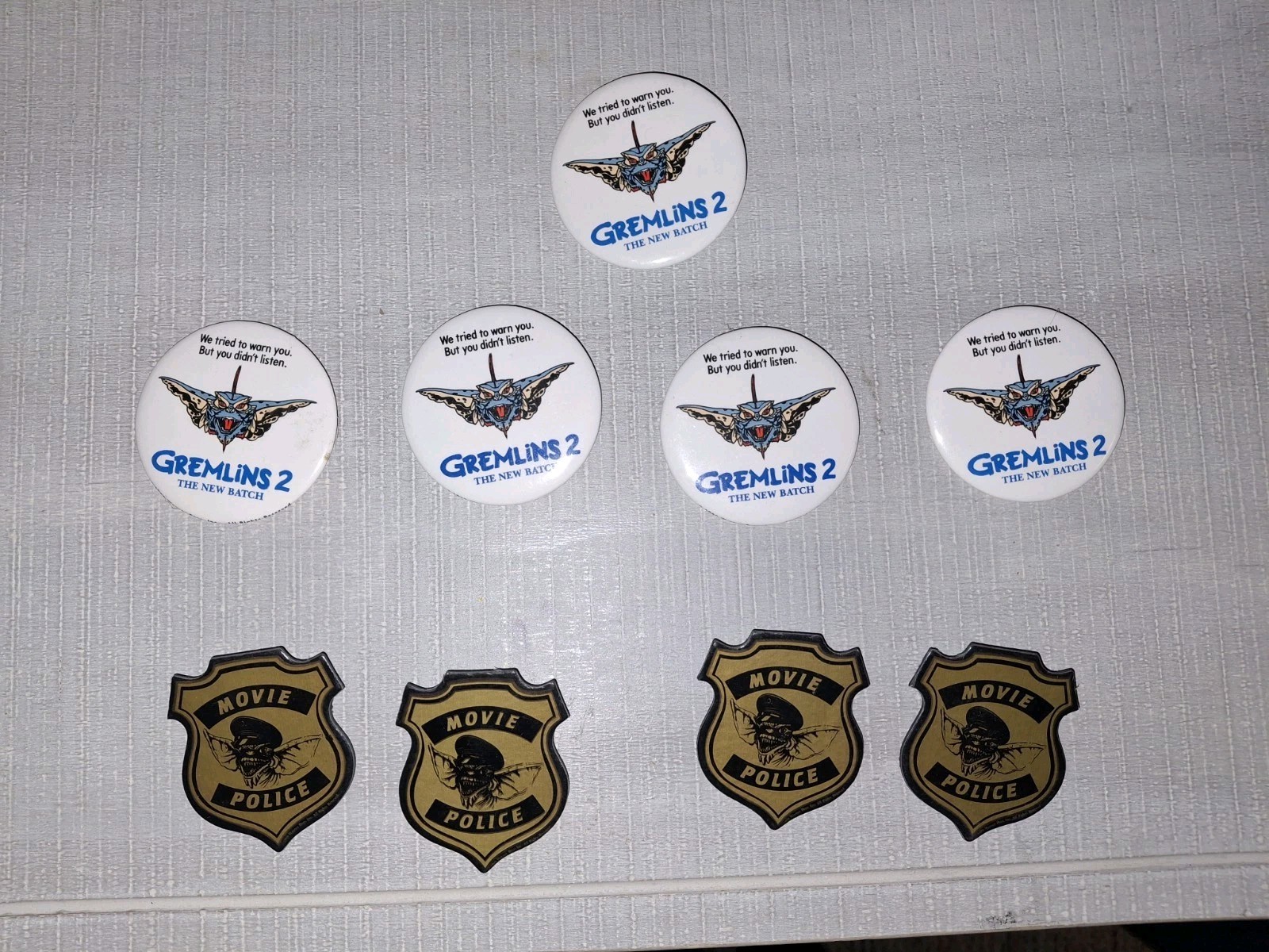 Vintage 1990 Gremlins 2 Movie Pinback Pin Lot Of 9