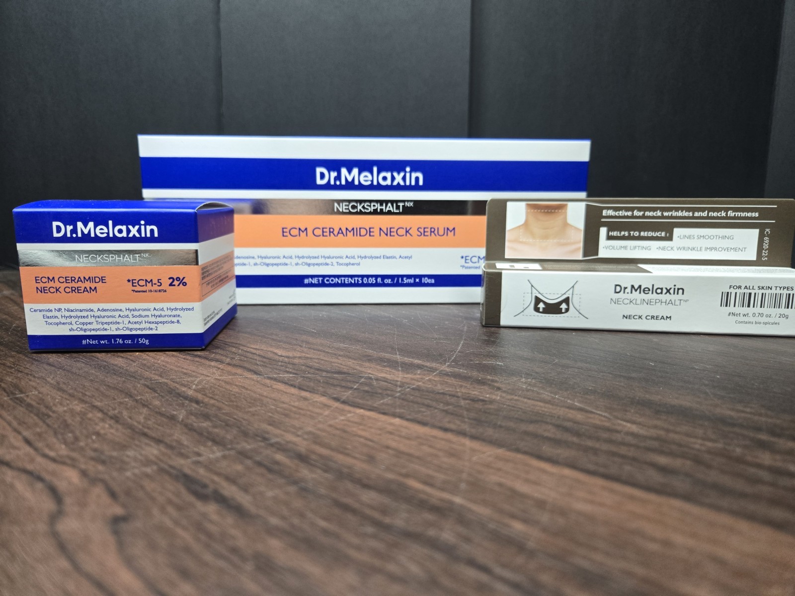 New Dr. Melaxin 3-Pc Neck Care Set Necksphalt Cream Serum Necklinephalt NP Seale
