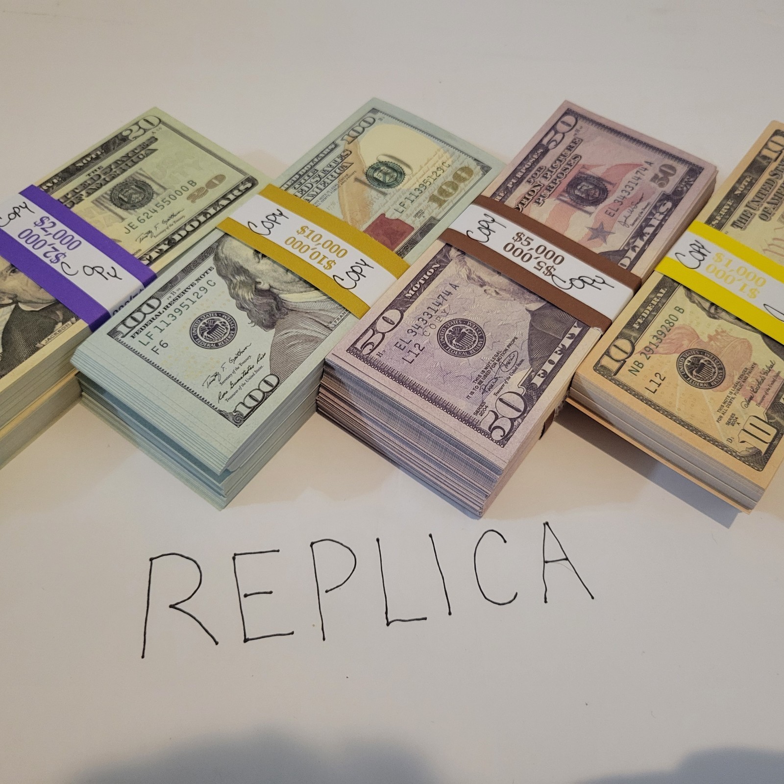 Artist Made NEW $10,$20,$50 & $100 Replica Bills * 100 ea (400 bills total) Artist Made NEW $10,$20,$50 & $100 Replica Bills * 100 ea (400 bills total)
