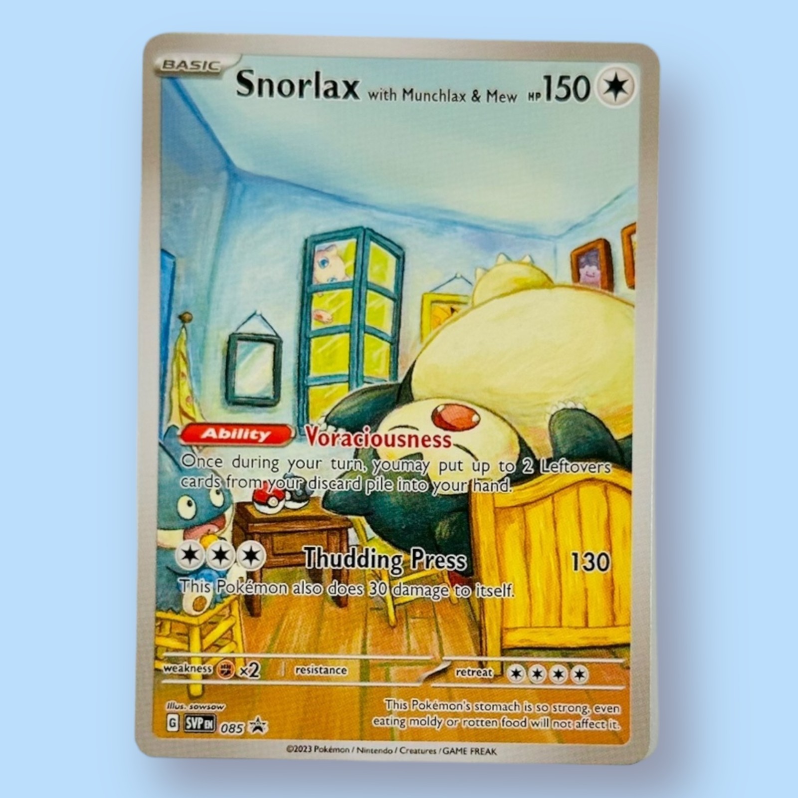 Munchlax, Snorlax, Mew  Pokemon x Starry Night Custom Art Card - Mint Condition