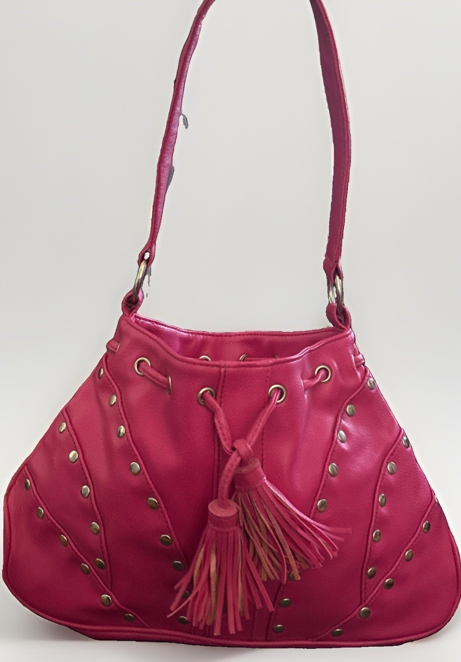 RARE 2004 Britney Spears Pink Purse Hobo Bag Fragrance Promo Silver Stud Tassel 