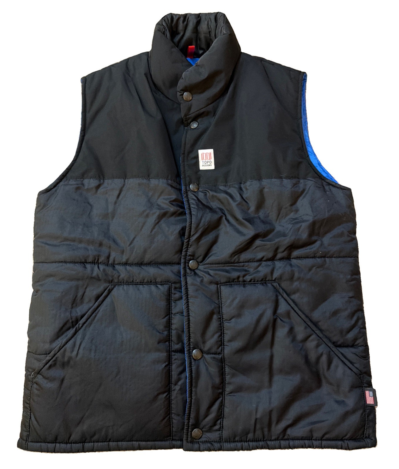 Topo Designs Primaloft Puffer Snap Jacket Vest Mens S Made in USA Topo Designs Primaloft Puffer Snap Jacket Vest Mens S Made in USA