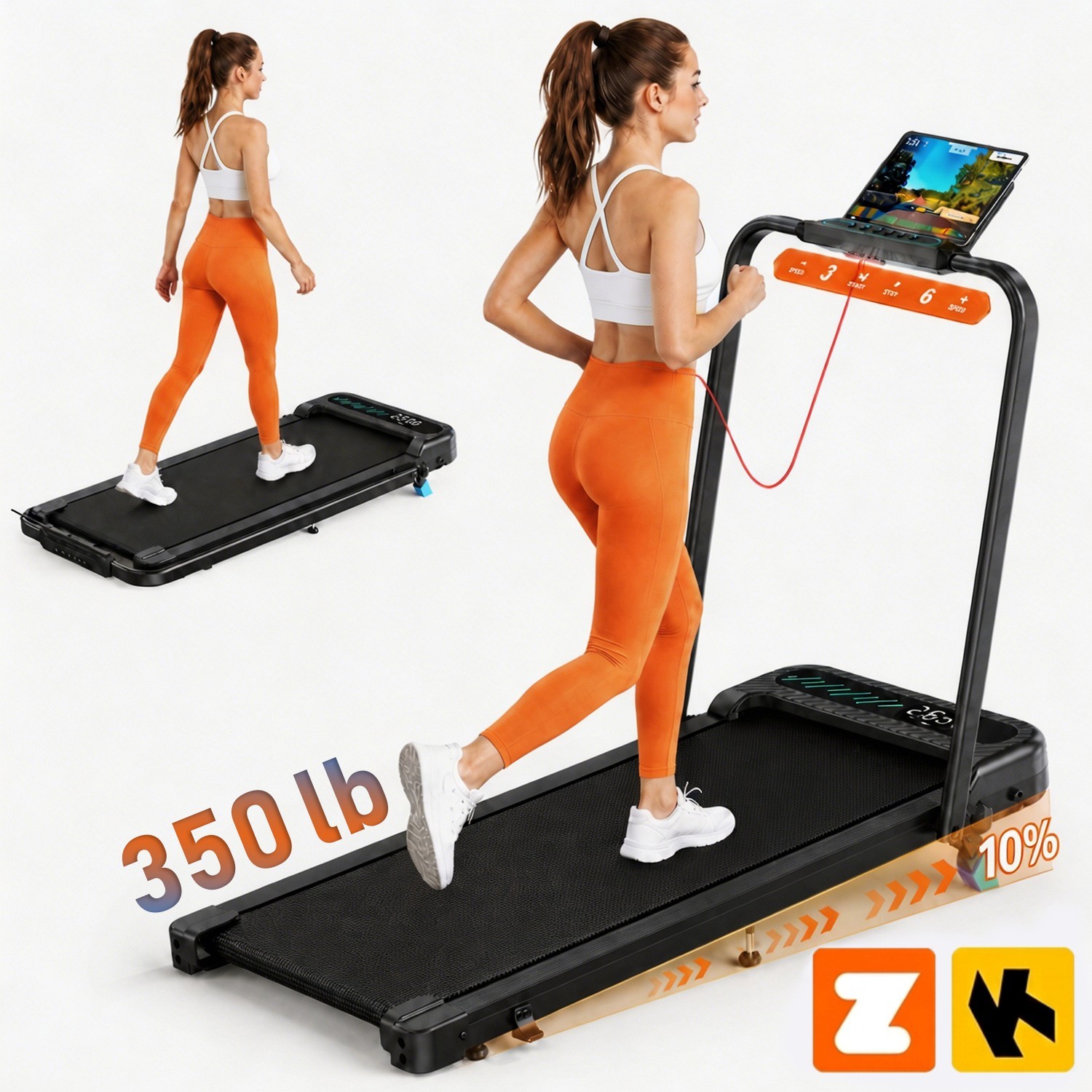 Walking Pad Treadmill for Home 3.0 hp Walking Pad with Incline 10% & Handle Bar
