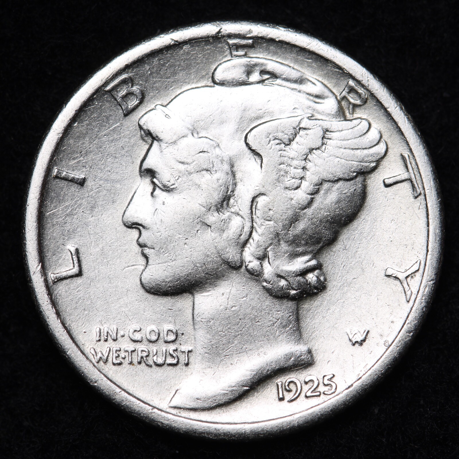 1925 Mercury Silver Dime Nice AU 