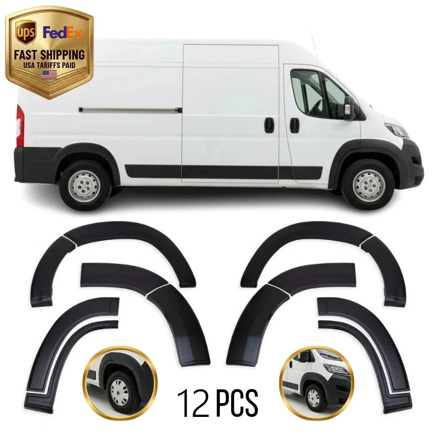 Fender Flares Set for Fiat Ducato 2015-2025, 12 Pcs