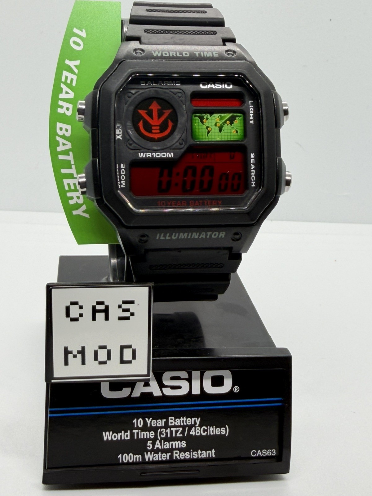 Custom Mod Casio AE1200WH-1A “Royal Saiyan Red” Dragon Ball Anime Watch, quartz Custom Mod Casio AE1200WH-1A “Royal Saiyan Red” Dragon Ball Anime Watch, quartz