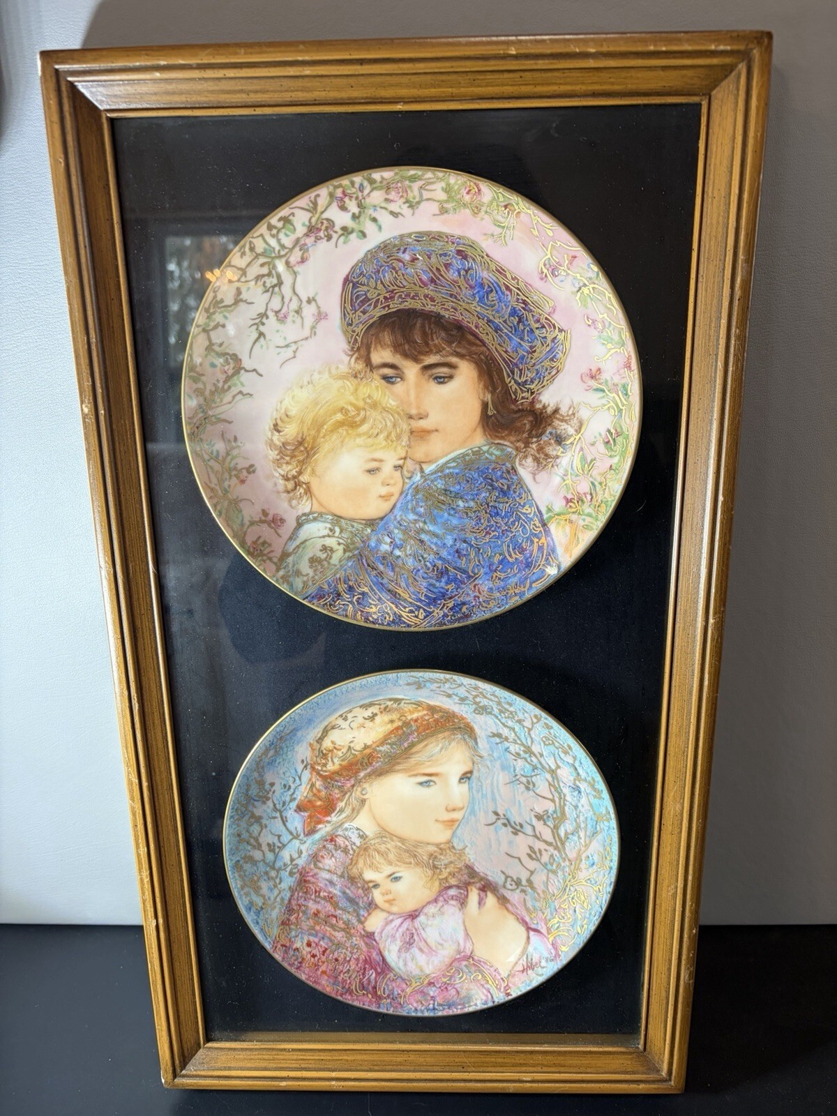 Vintage - Edna Hibel Numbered Mother’s Day Plates In Double Frame Gold Plated Vintage - Edna Hibel Numbered Mother’s Day Plates In Double Frame Gold Plated