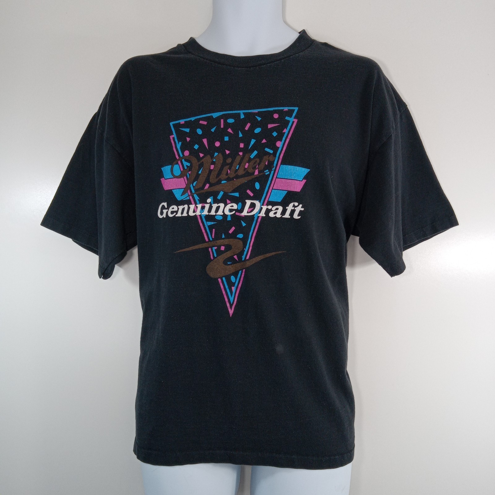 Authentic Vtg Miller Genuine Draft Tee By Holoubek Dayglo Design Mens XL