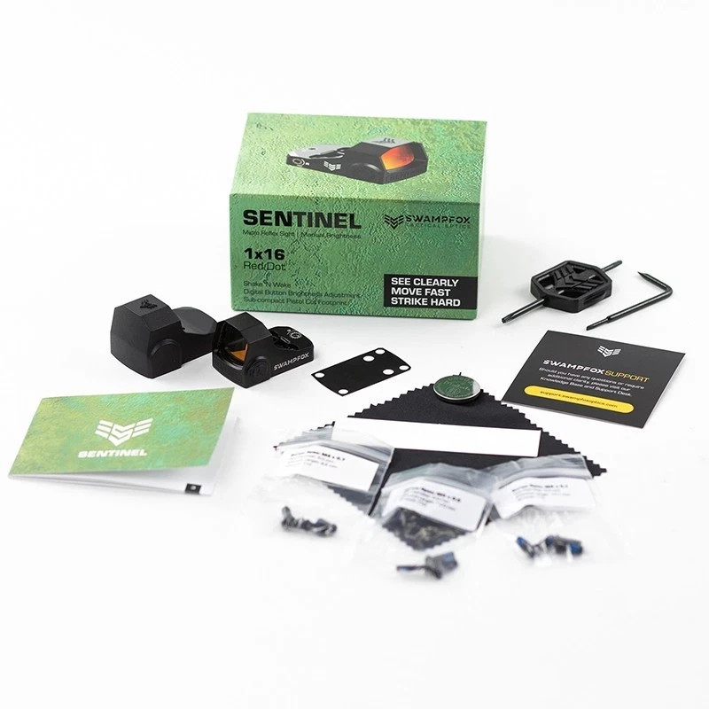 Swampfox Sentinel 1x16 Micro 3 MOA Red Dot Sight Manual Brightness For RMSc