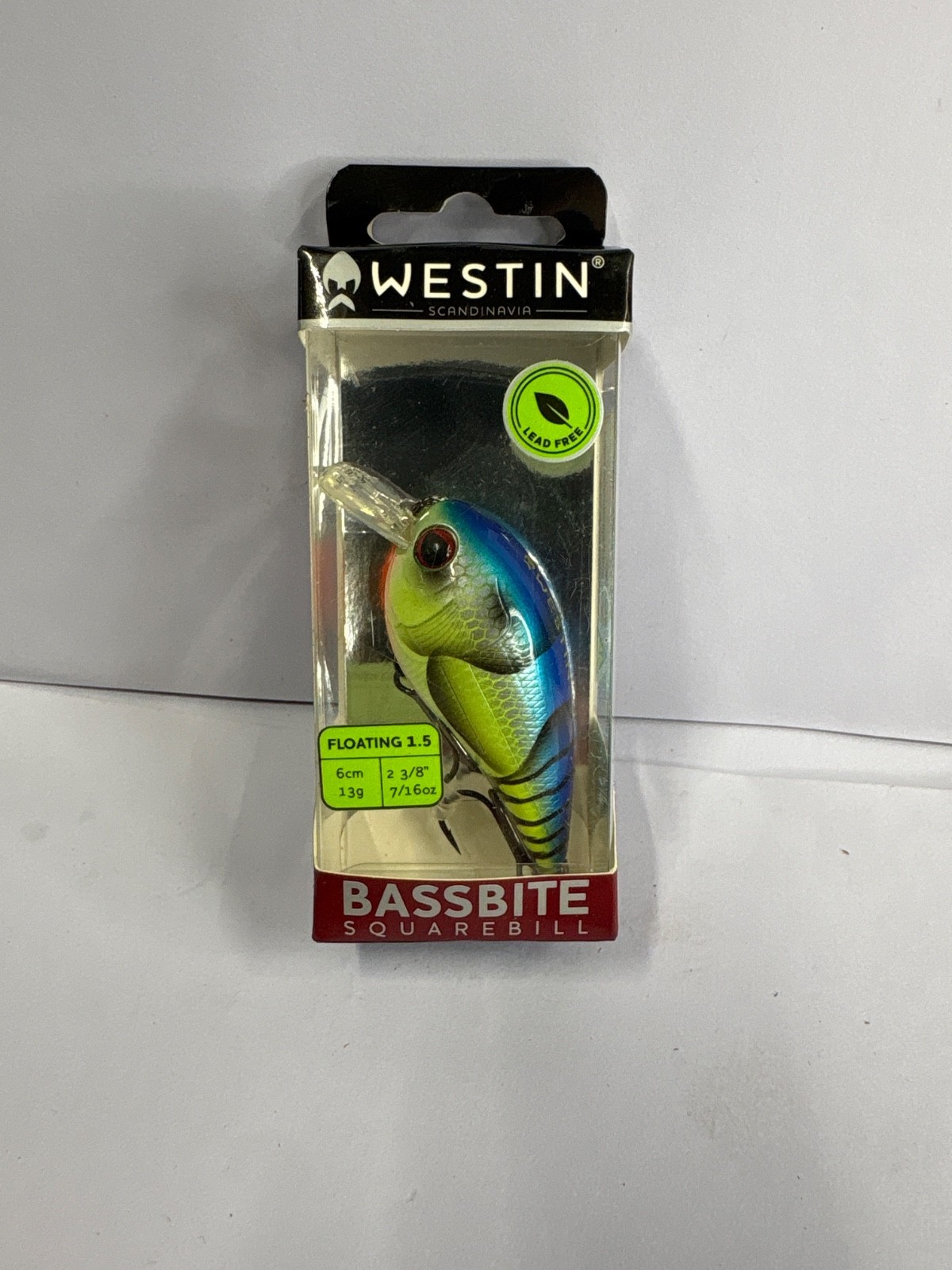 New - Westin BassBite 1.5 Squarebill Floating Crankbait Green/Blue 6cm 13g P154