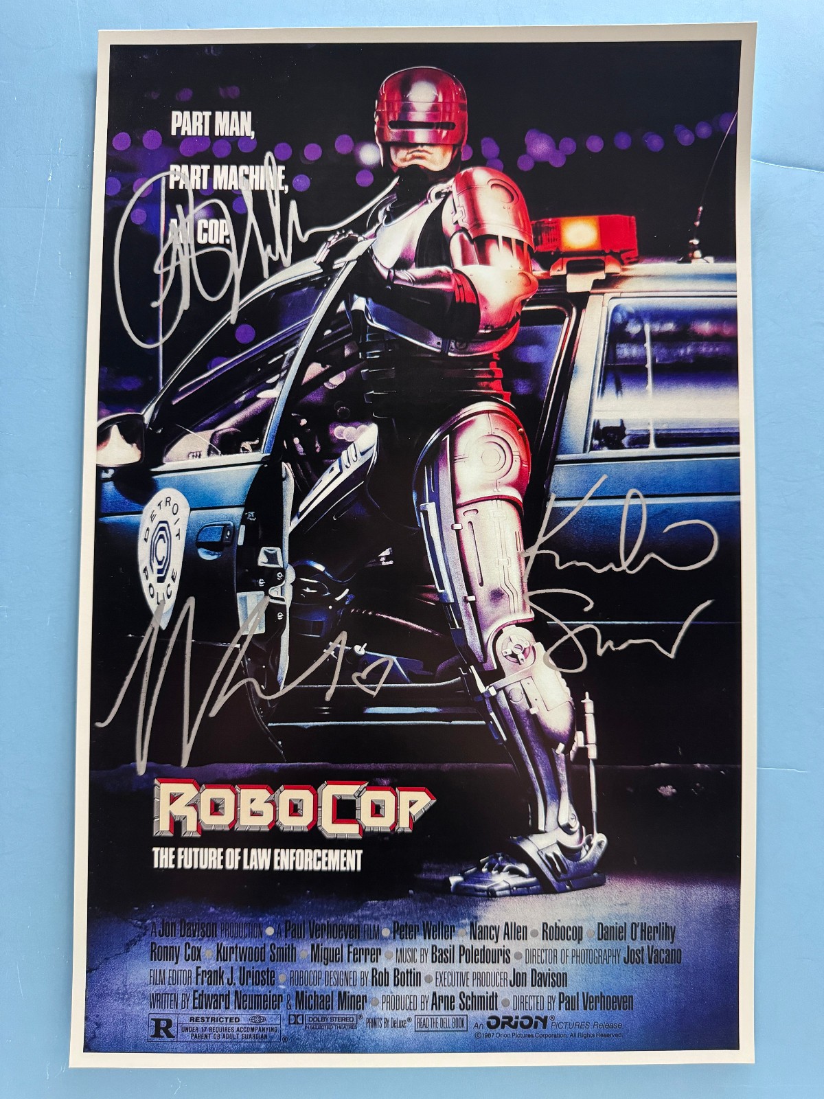 ROBOCOP MOVIE POSTER 11x17 SIGNED BY 3 AUTHENTICATED wCOA 