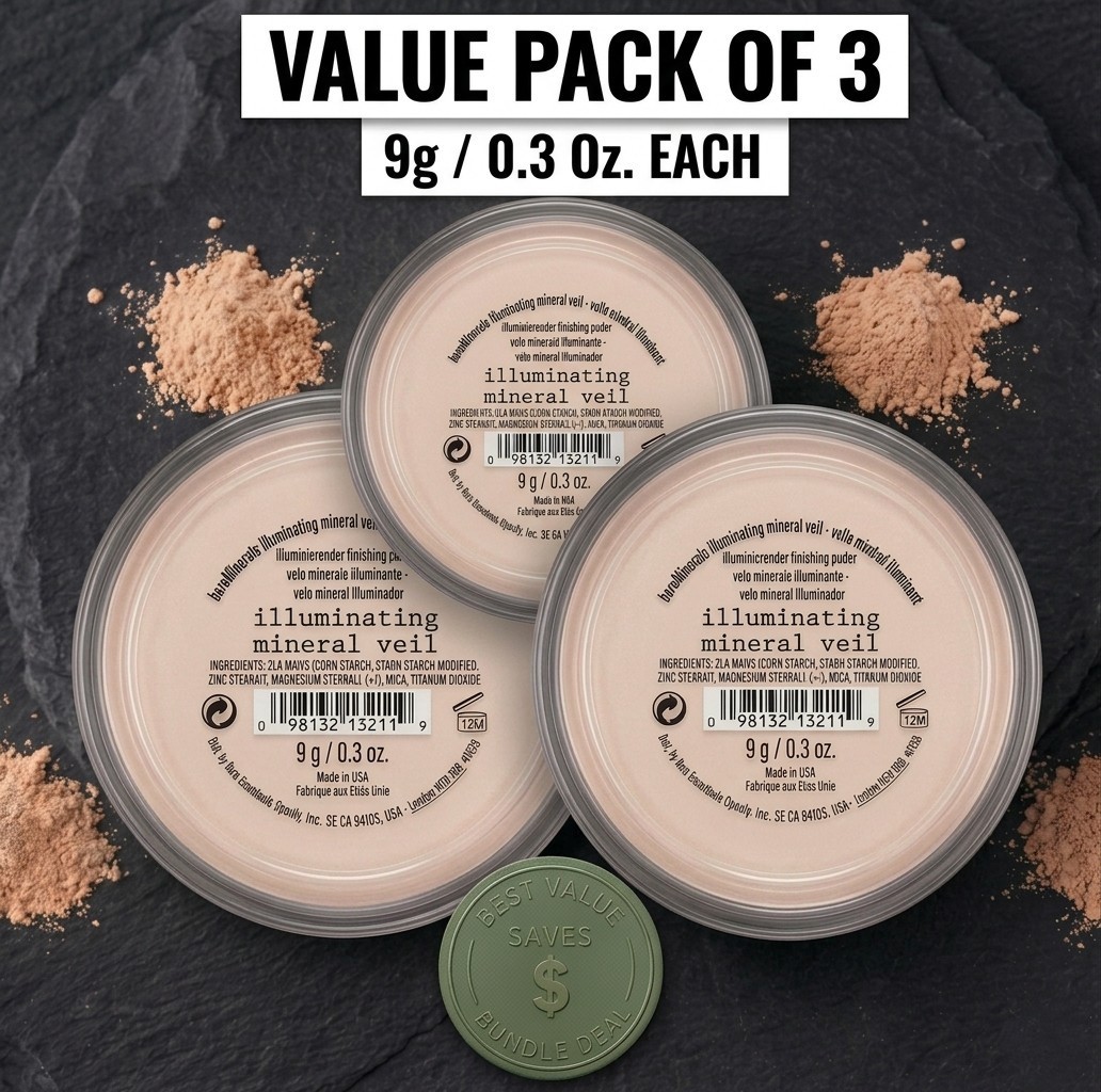 bareMinerals Illuminating Mineral Veil Finishing Powder 9g 0.3 oz New 3 PACK