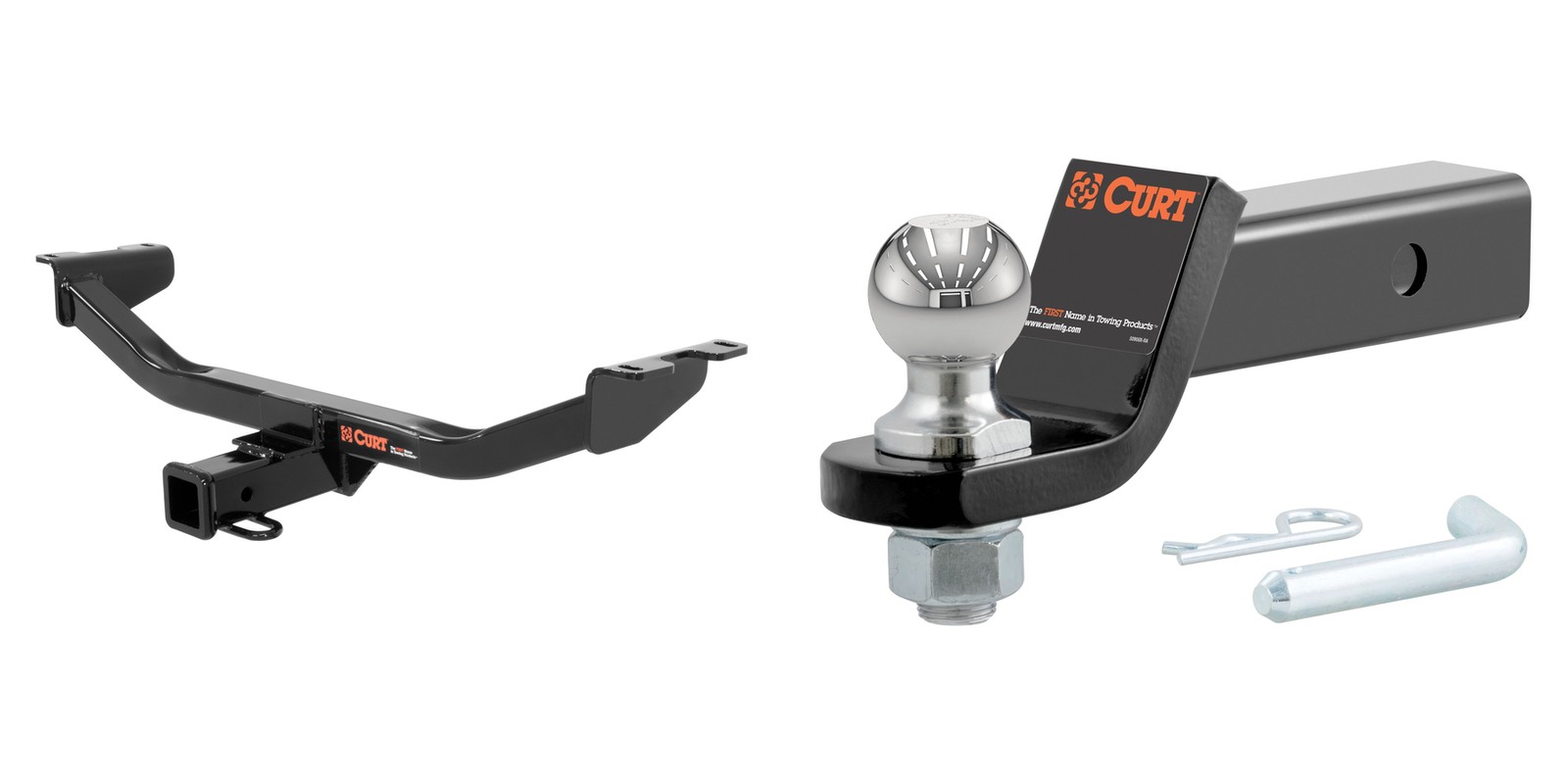 CURT Trailer Hitch Tow Kit 2in Receiver, 2in Ball Mount, Pin & Clip - 13130