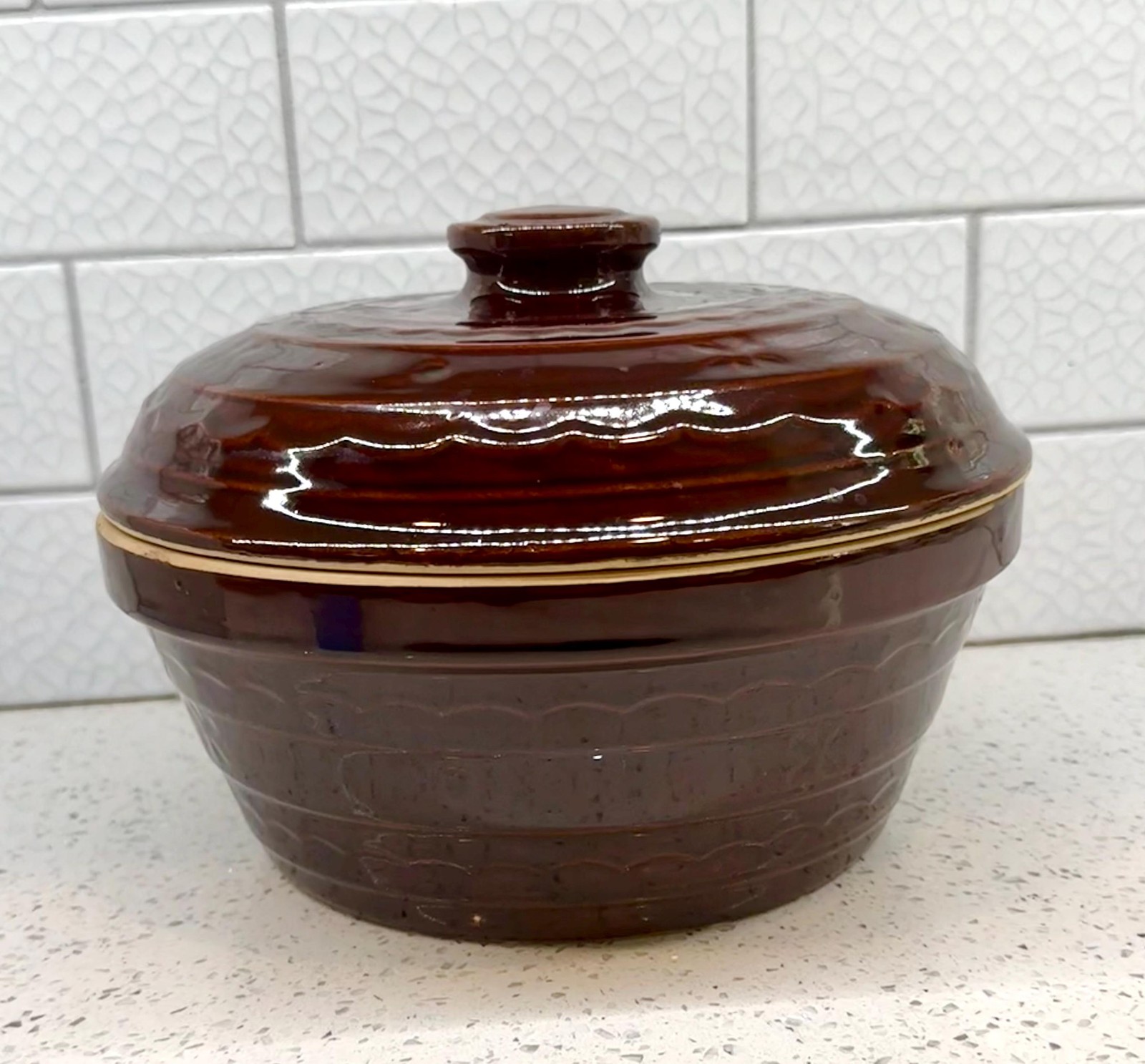 Vintage Marcrest Stoneware Covered Casserole: Mid-Century Brown Glaze Stoneware Vintage Marcrest Stoneware Covered Casserole: Mid-Century Brown Glaze Stoneware