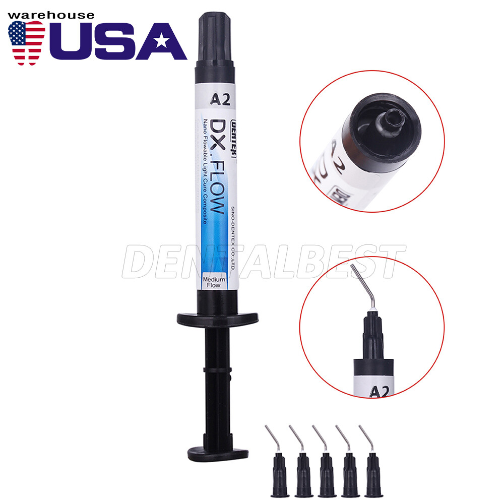 DX.FLOW Dental Flowable Light Cure Composite Resin Medium Flow A2 DENTEX 3g/pcs