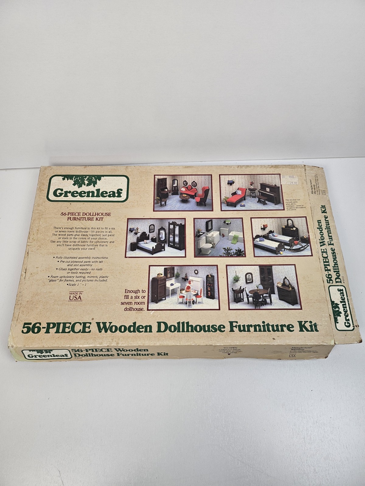 Vintage 1982 Greenleaf 56 Piece Wooden Dollhouse Furniture Kit DIY 1:12 NEW OPEN