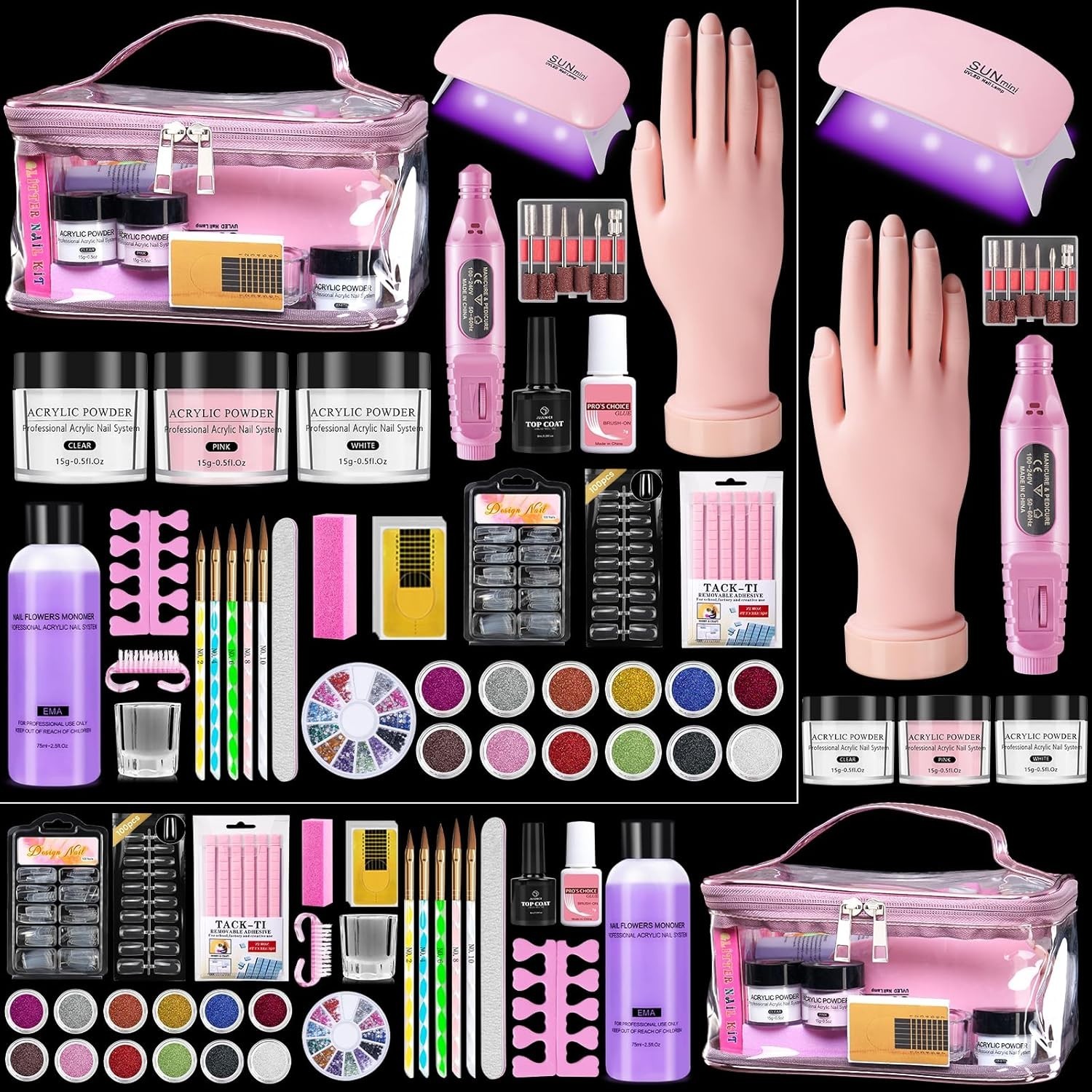 Acrylic Nail Set Professional Powder Drill Liquid Starter Kits Gift Bag Women Acrylic Nail Set Professional Powder Drill Liquid Starter Kits Gift Bag Women