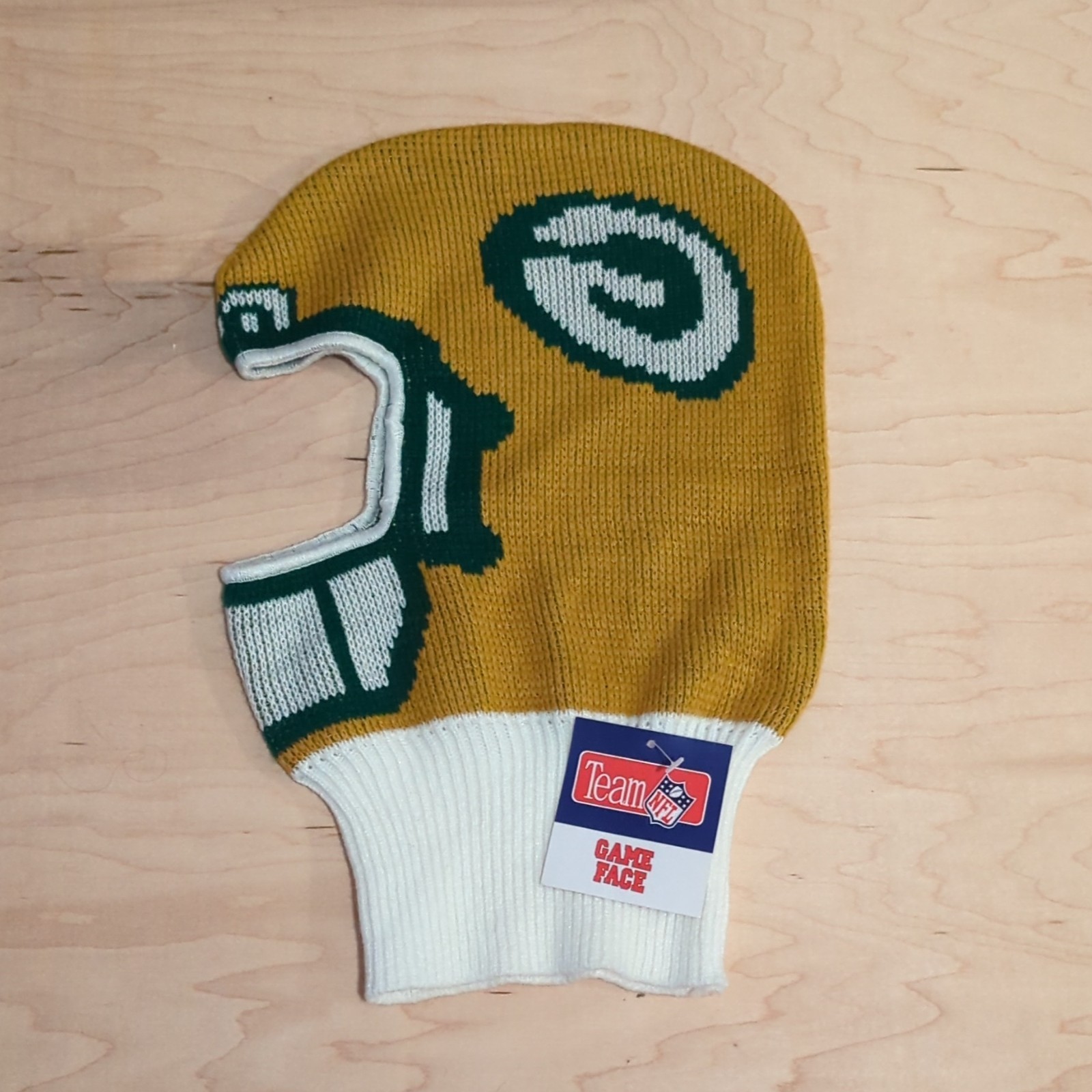 VTG 1990s Green Bay Packers NFL Hat Helmet Game Face Knit Ski Mask NEW