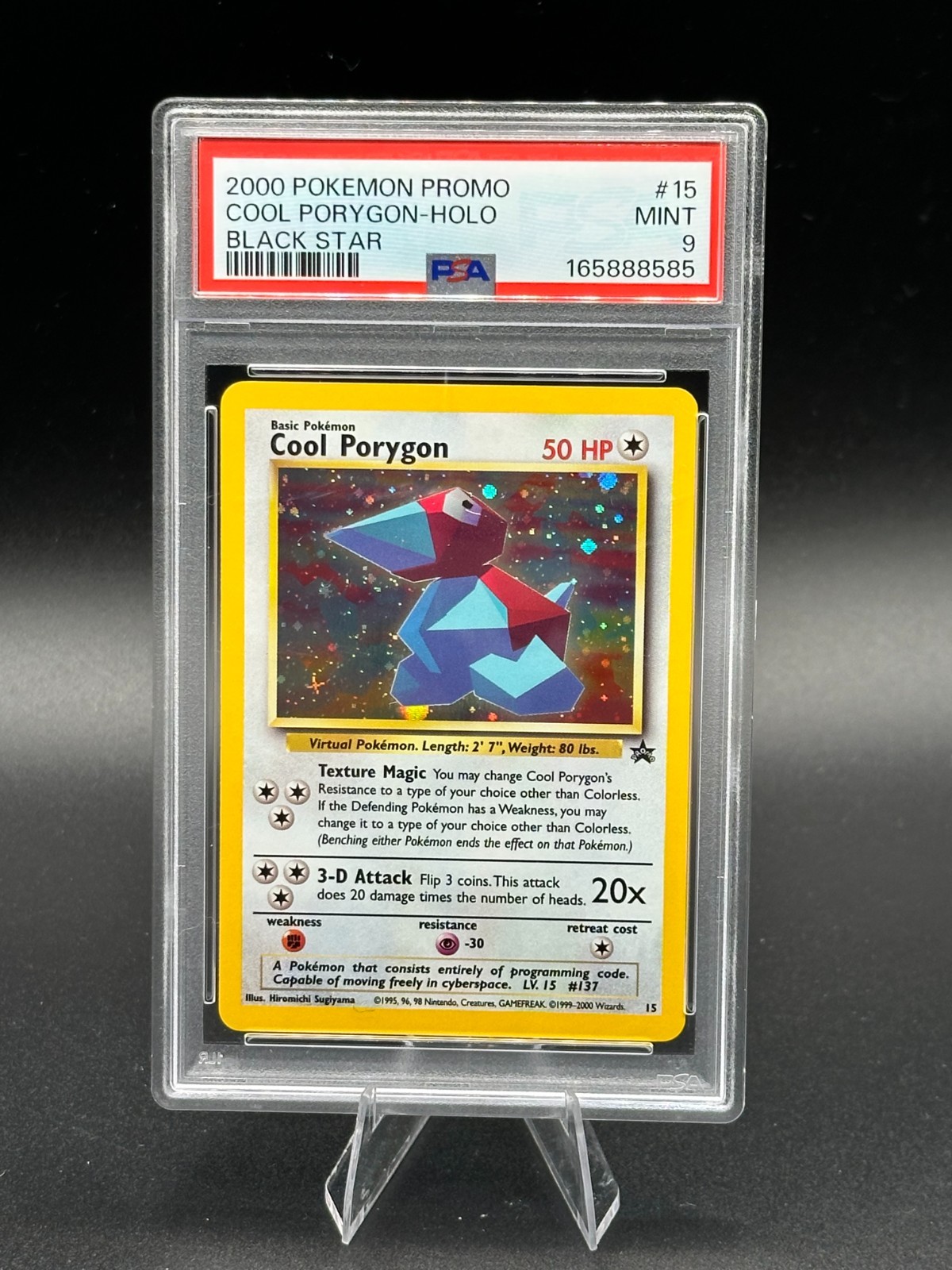 2000 Pokemon Promo Cool Porygon Holo Black Star #15 PSA 9
