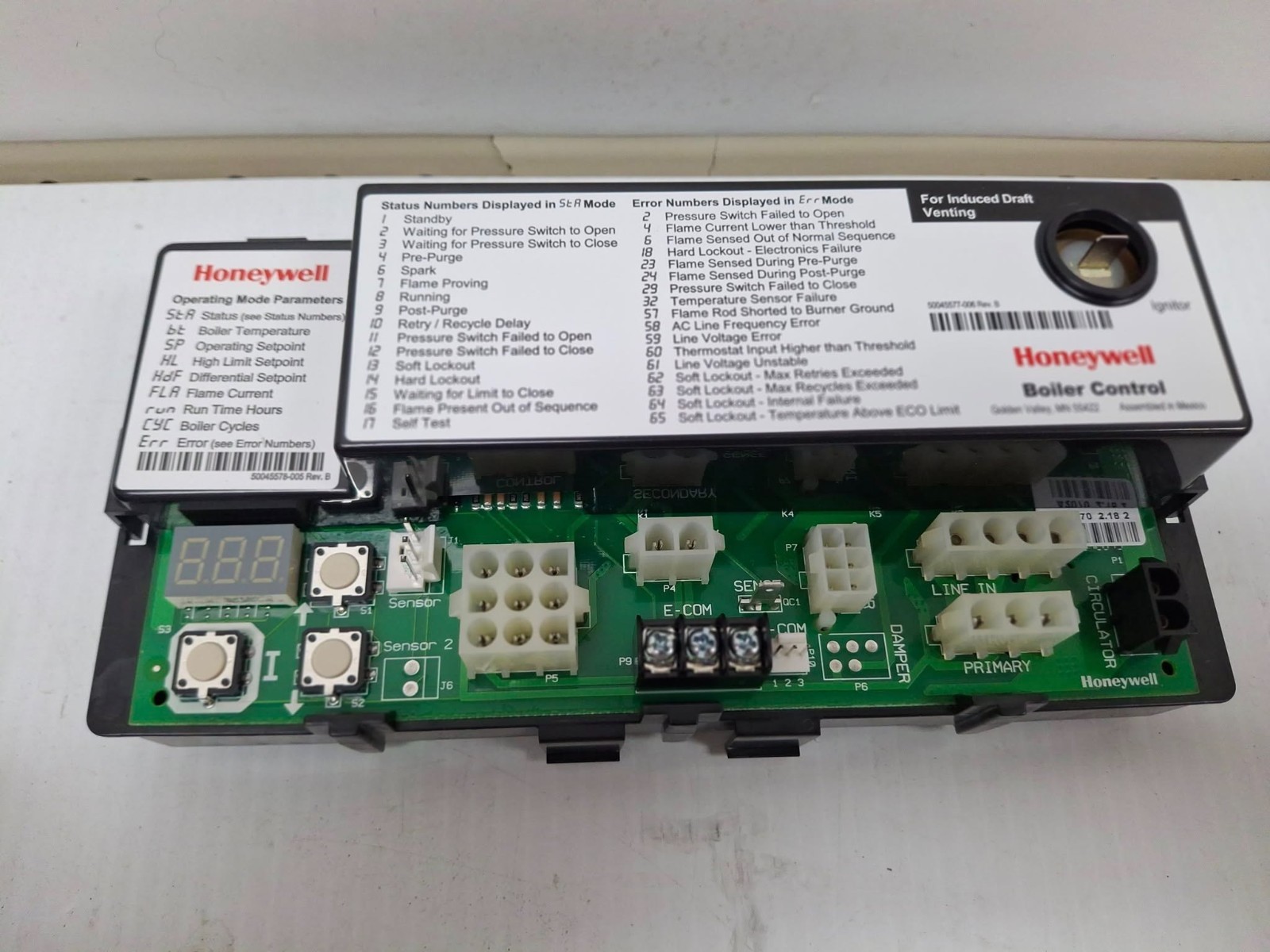 Honeywell Boiler Control, Hw, Induced, S9361a2070, 240009241