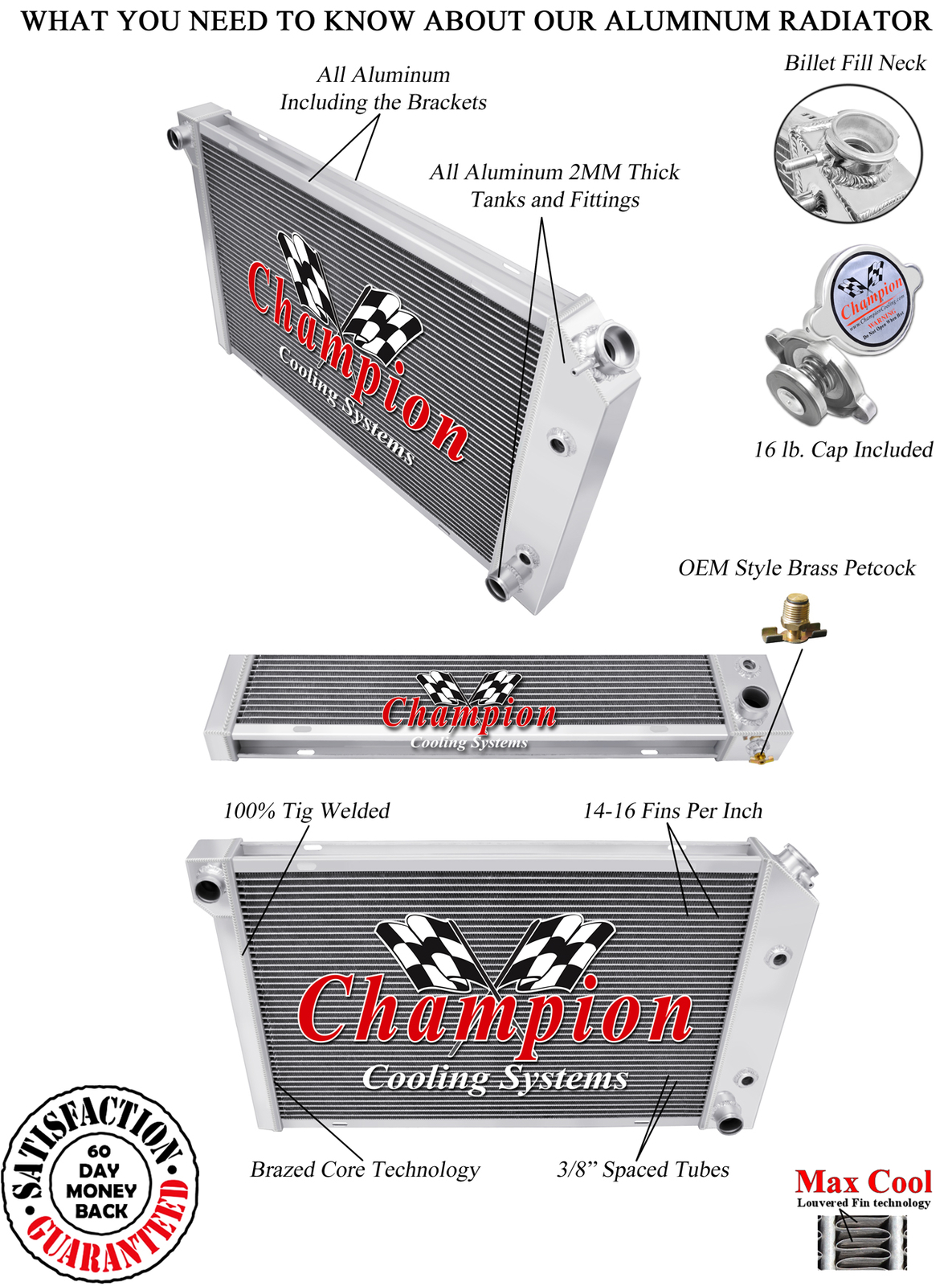 WR Champion 3 Row Radiator for 1982 - 1987 Buick Regal Grand National V6 Engine