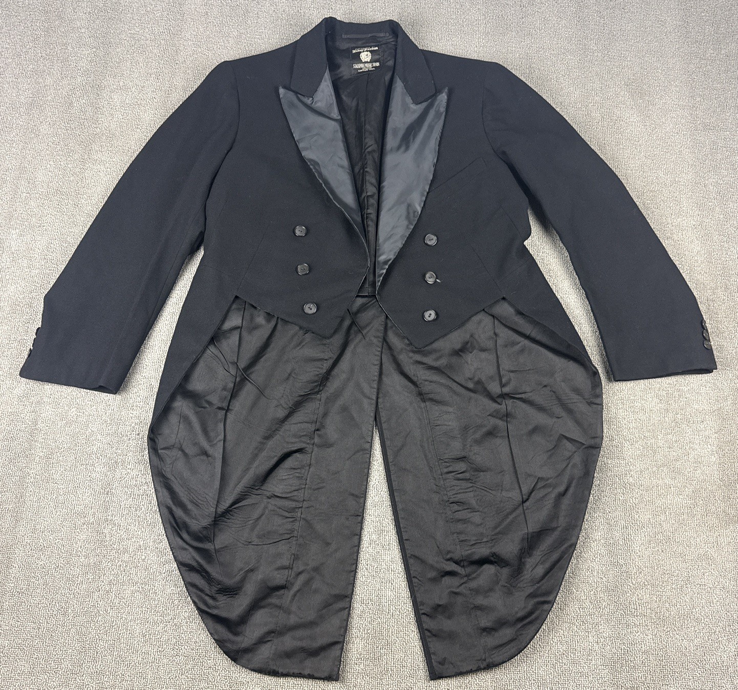 VTG Hickey Freeman Tailcoat Mens Size 42 Tuxedo Jacket Wool Black Lined USA Made