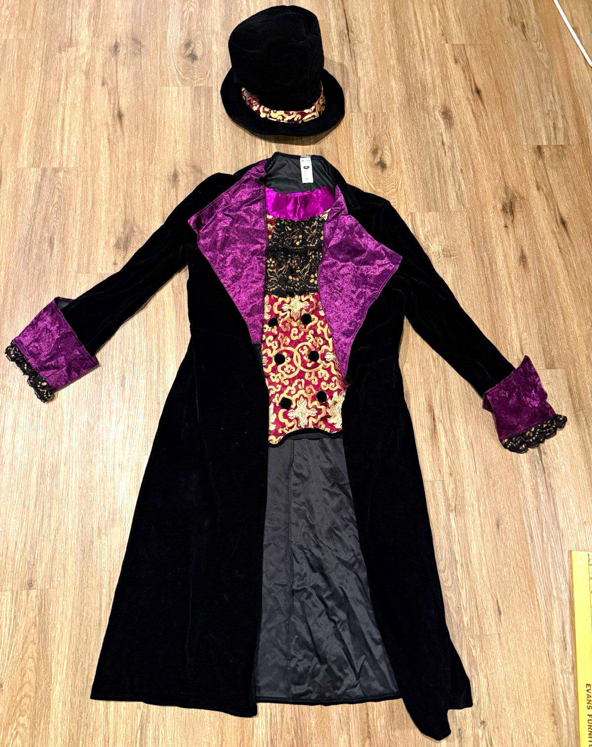 Smiffys Mens Gothic Count Vampire Costume Medium Velvet Coat Vest Hat Victorian