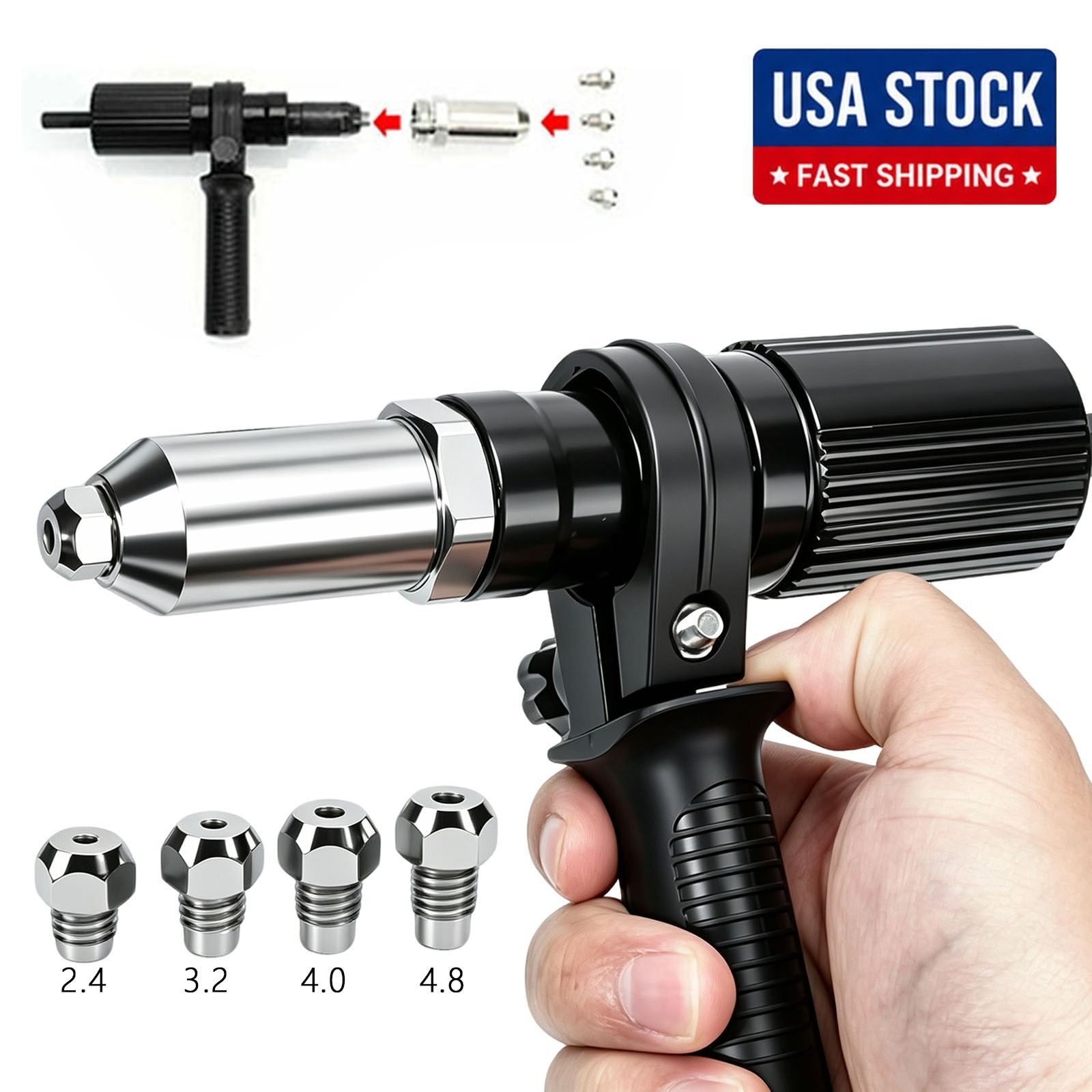 Electric Rivet Nut Gun Adapter for Cordless Drill Riveting Insert Tool