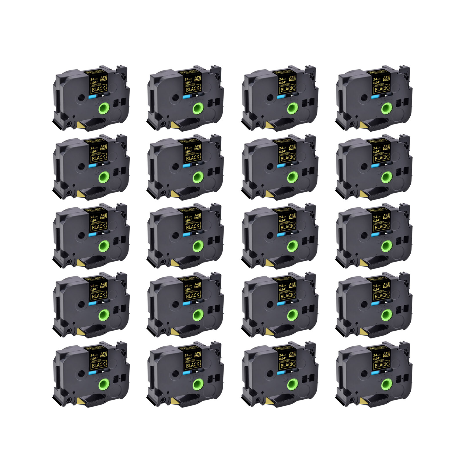 20PK Compatible with Brother PT-D600 TZ354 TZe354 Gold on Black 24mm Label Tape