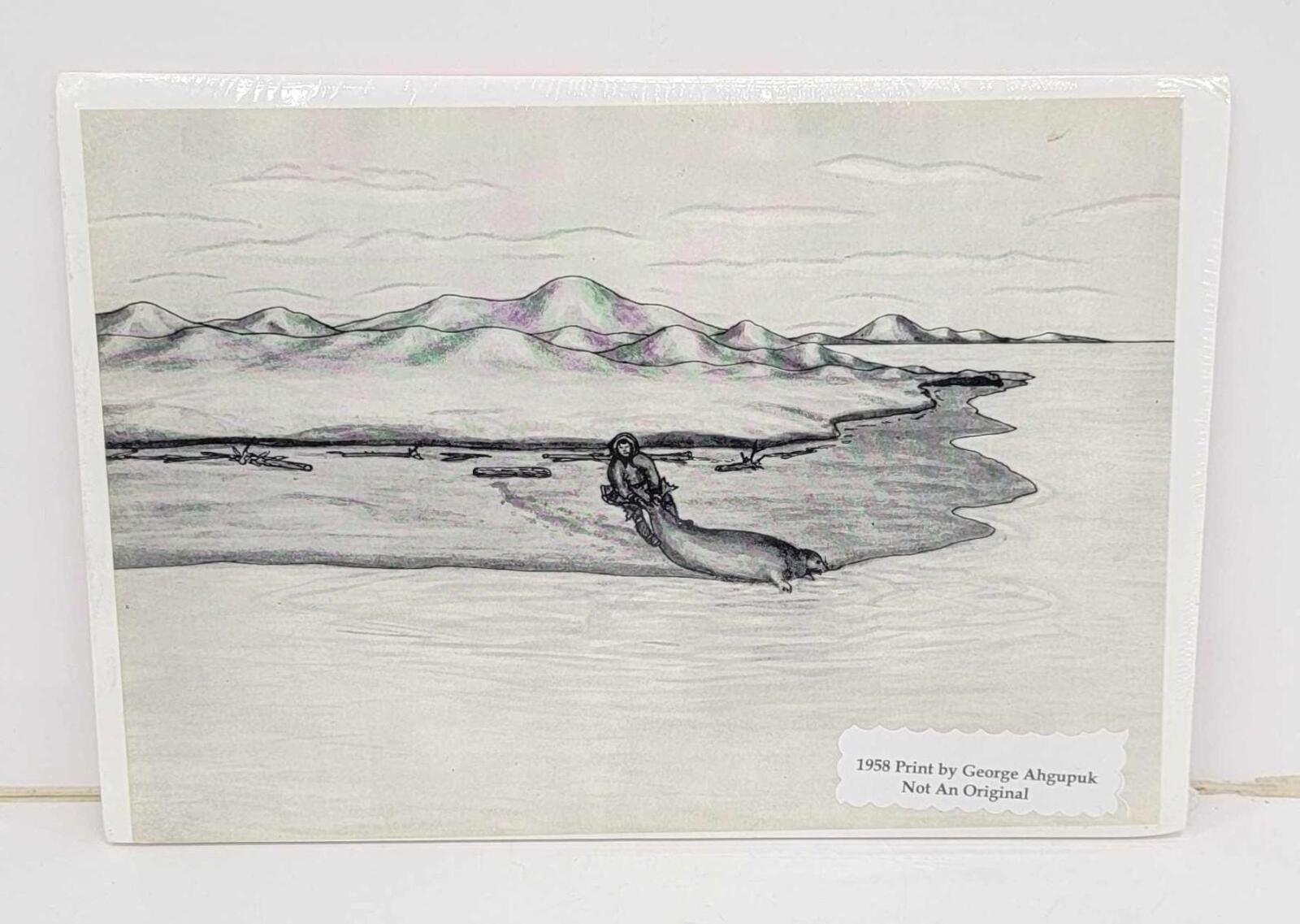 George Ahgupuk Alaska Native Eskimo 1958 Art Print Seal Hunting Traditional