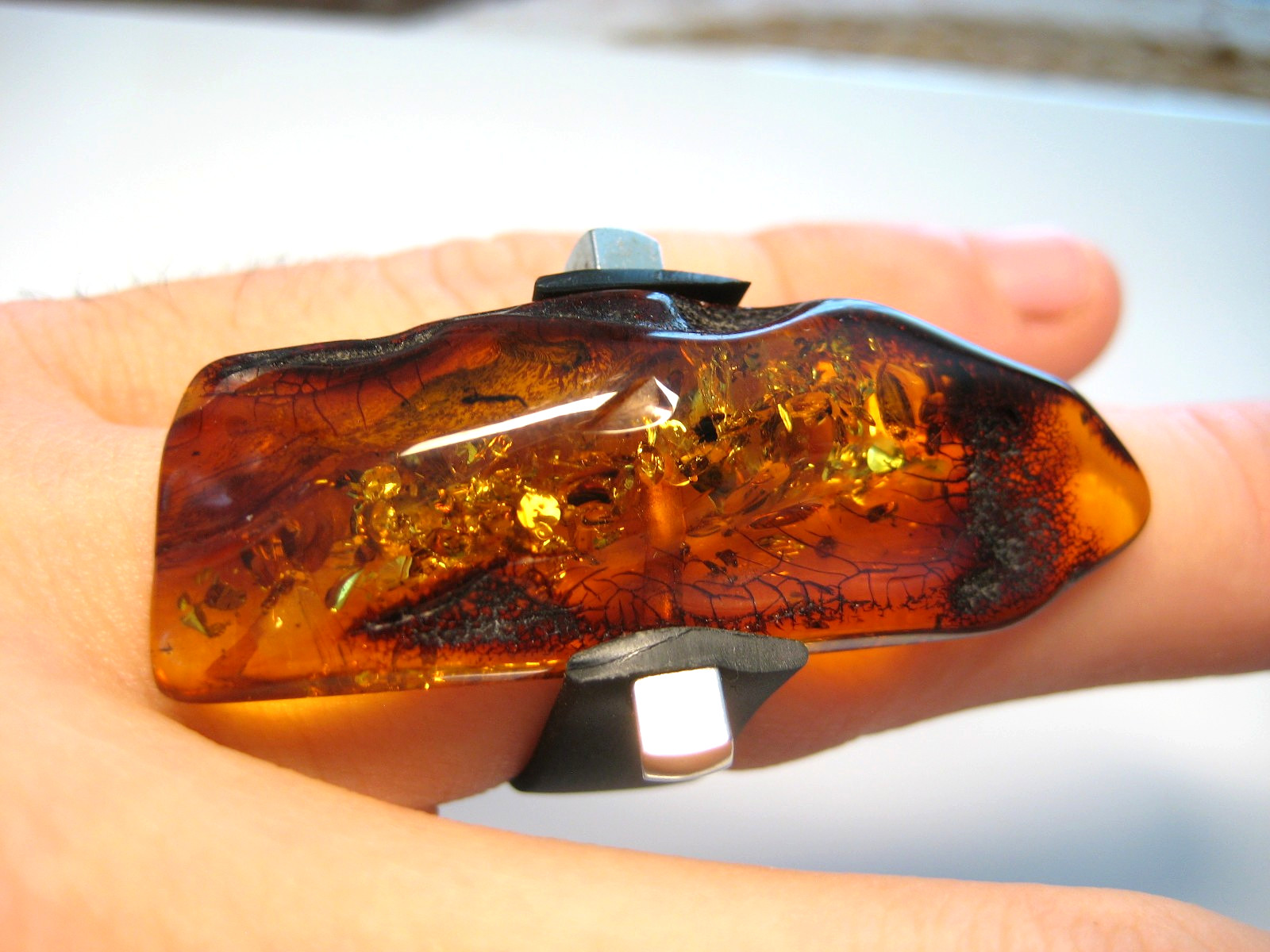 Beautiful Massive Baltic AMBER Natural Ring Genuine Amber 7-8 gr 