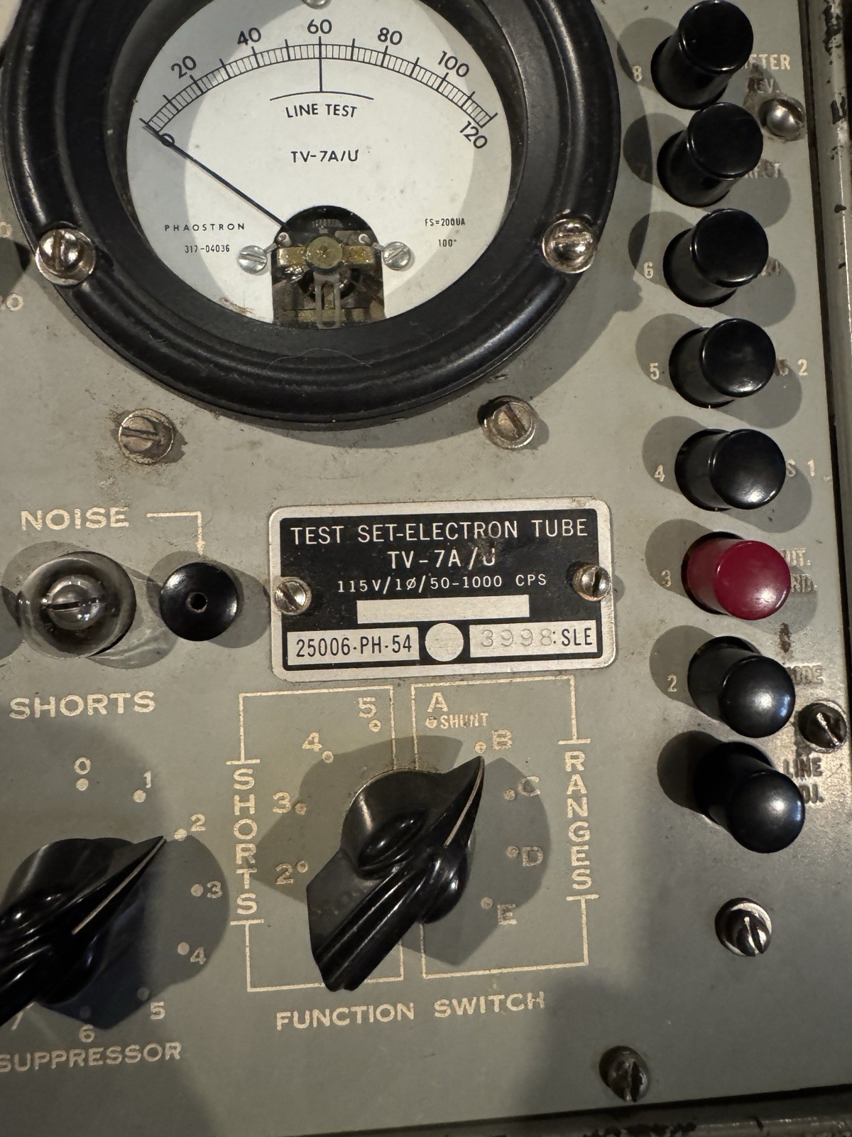 test set electron tube tv-7a military vintage test set electron tube tv-7a military vintage