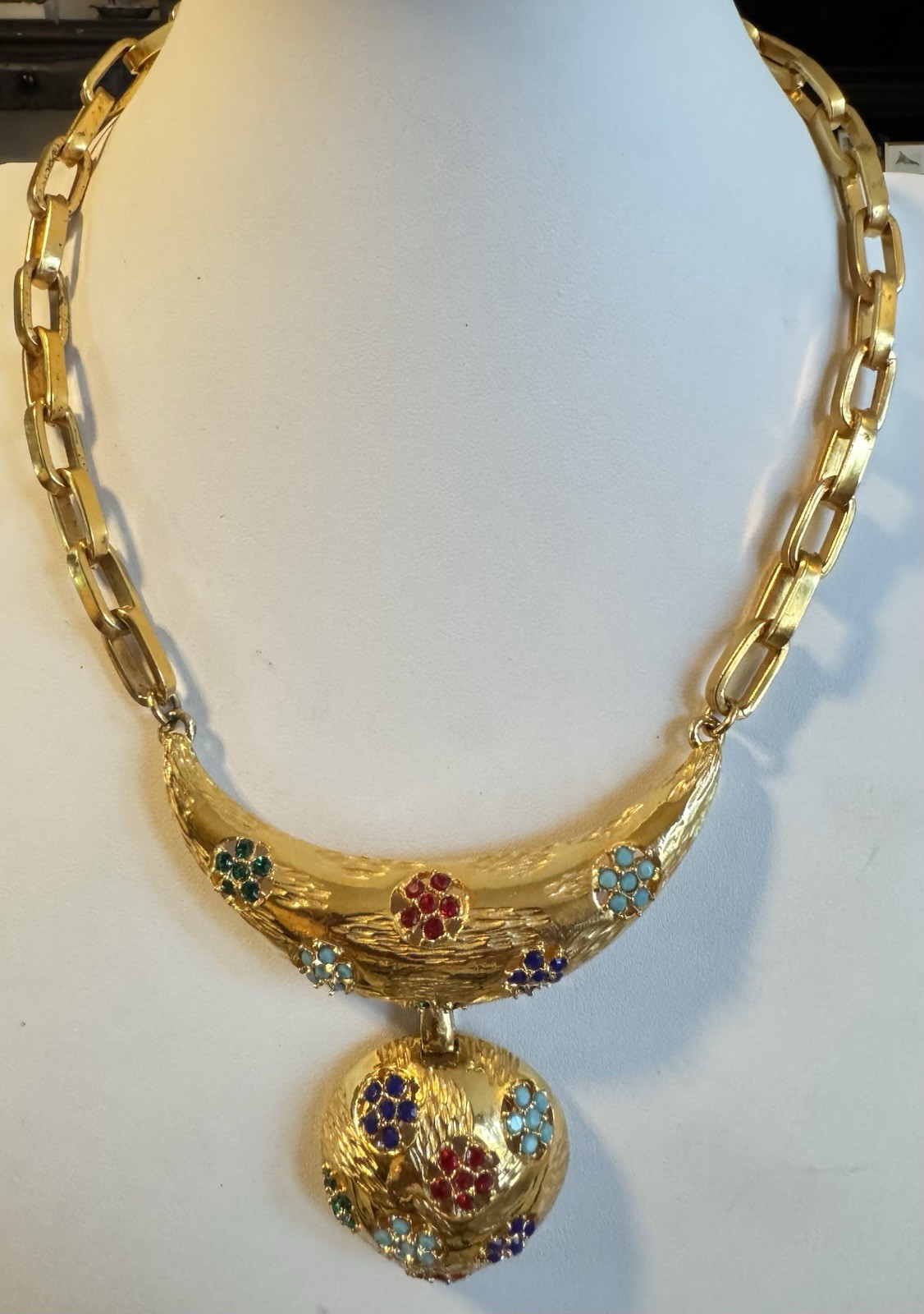 VTG Lucien Piccard Rhinestone Gold Plated Necklace Excellent