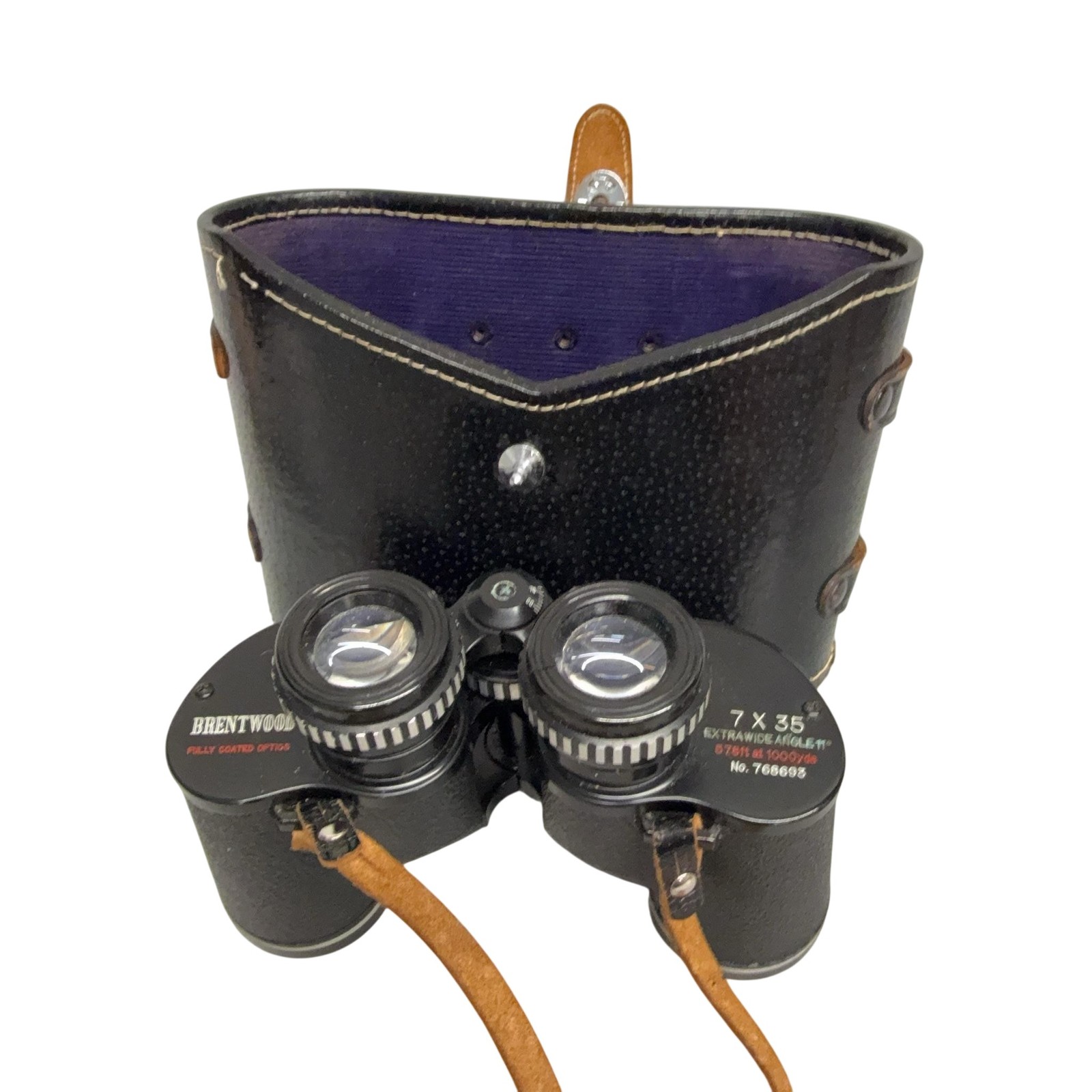 Vintage Brentwood 7x35 Wide Angle Binoculars 11° Coated Optics W Case Japan