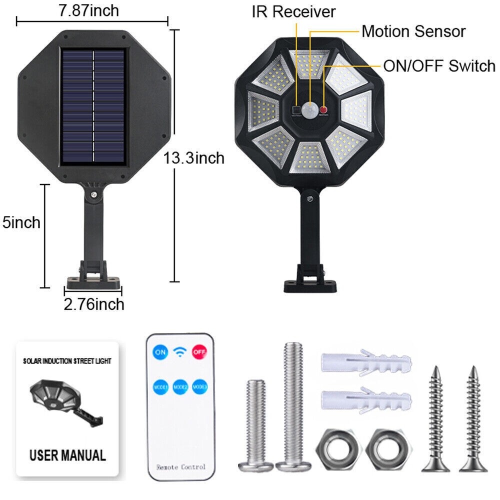 Commercial 1000000LM LED Outdoor Dusk to Dawn Solar Street Light Road Area Lamp