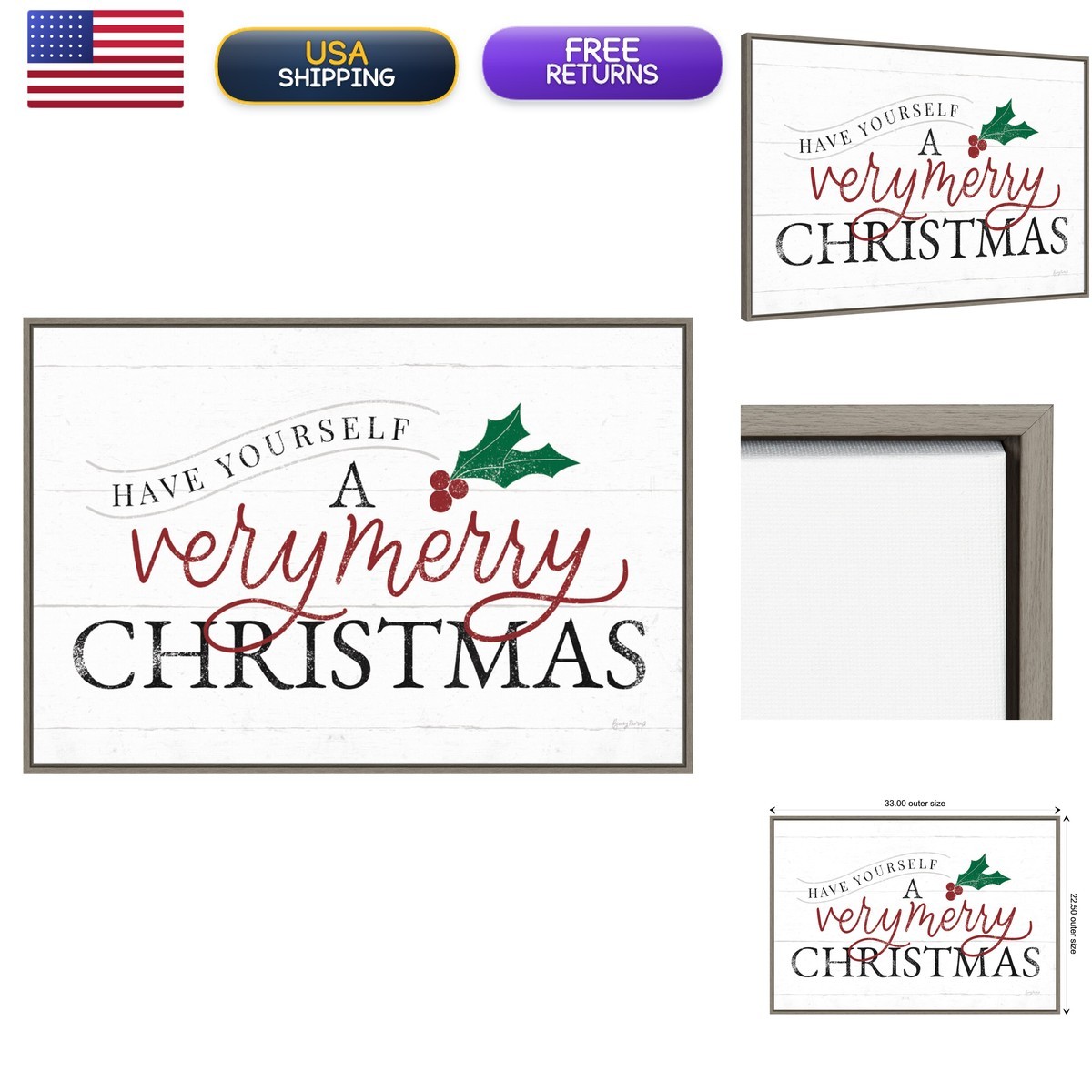 Amanti Art Framed Canvas Wall Art 23x33 Vintage Christmas IV RG by Becky Thorns Amanti Art Framed Canvas Wall Art 23x33 Vintage Christmas IV RG by Becky Thorns