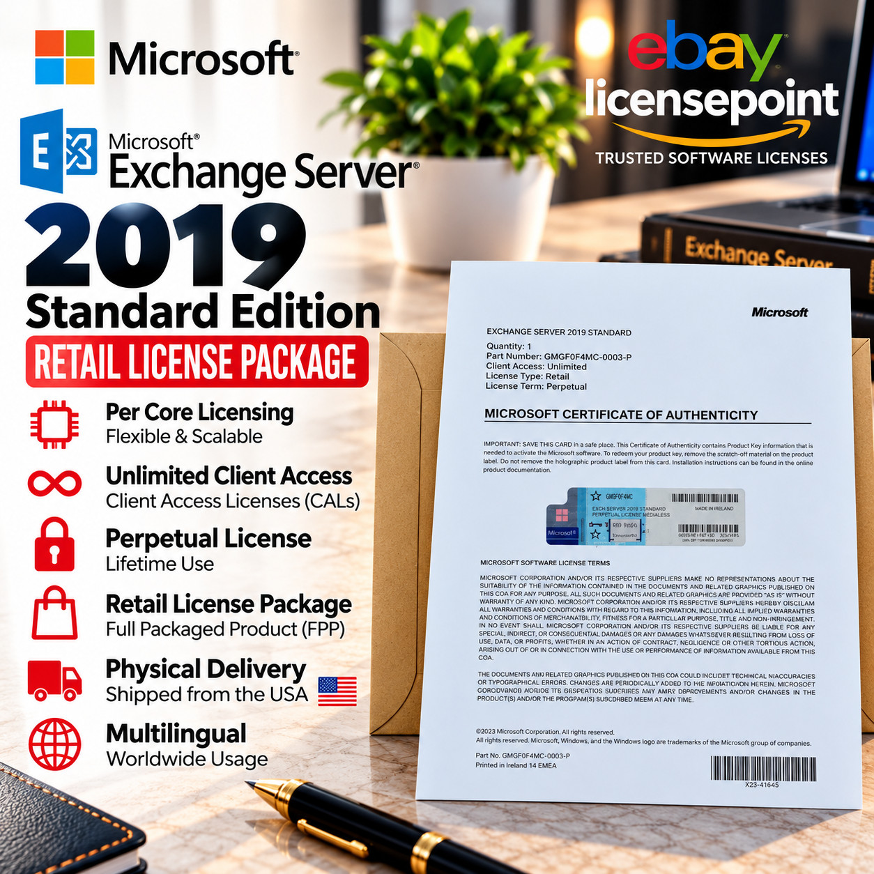 Microsoft Exchange Server 2019 STANDARD Unlmtd CAL Retail License Package