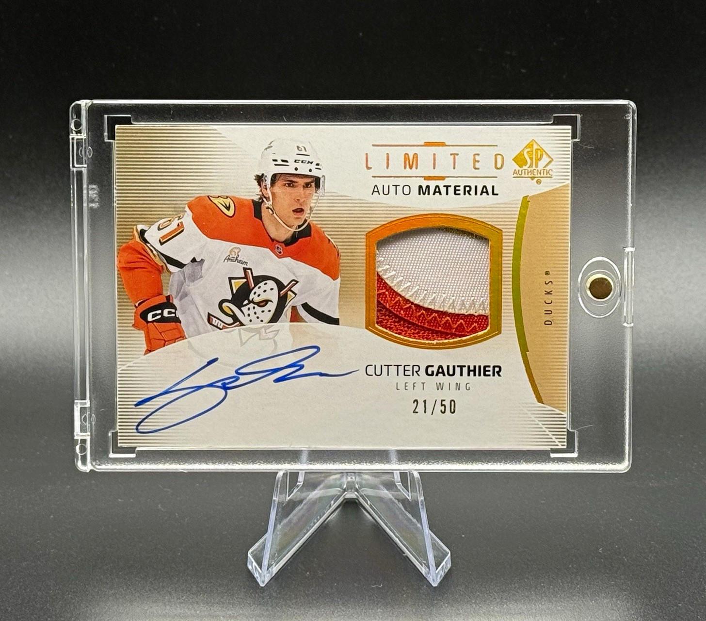 2025-26 SP Authentic Cutter Gauthier Limited Auto Material Patch Auto /50 Ducks