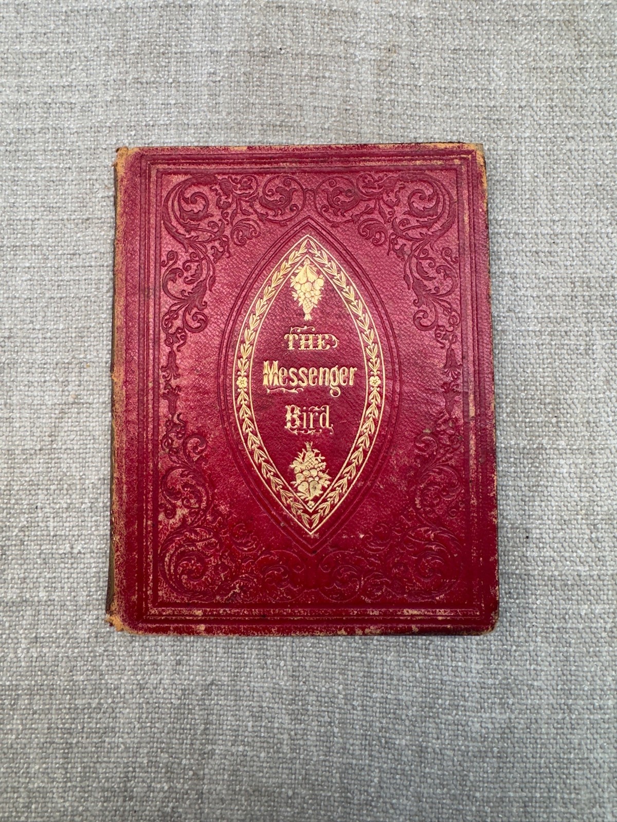 Vintage The Messenger Bird Red Leather HC Gilt Edges Inscribed 1860s Gift Book