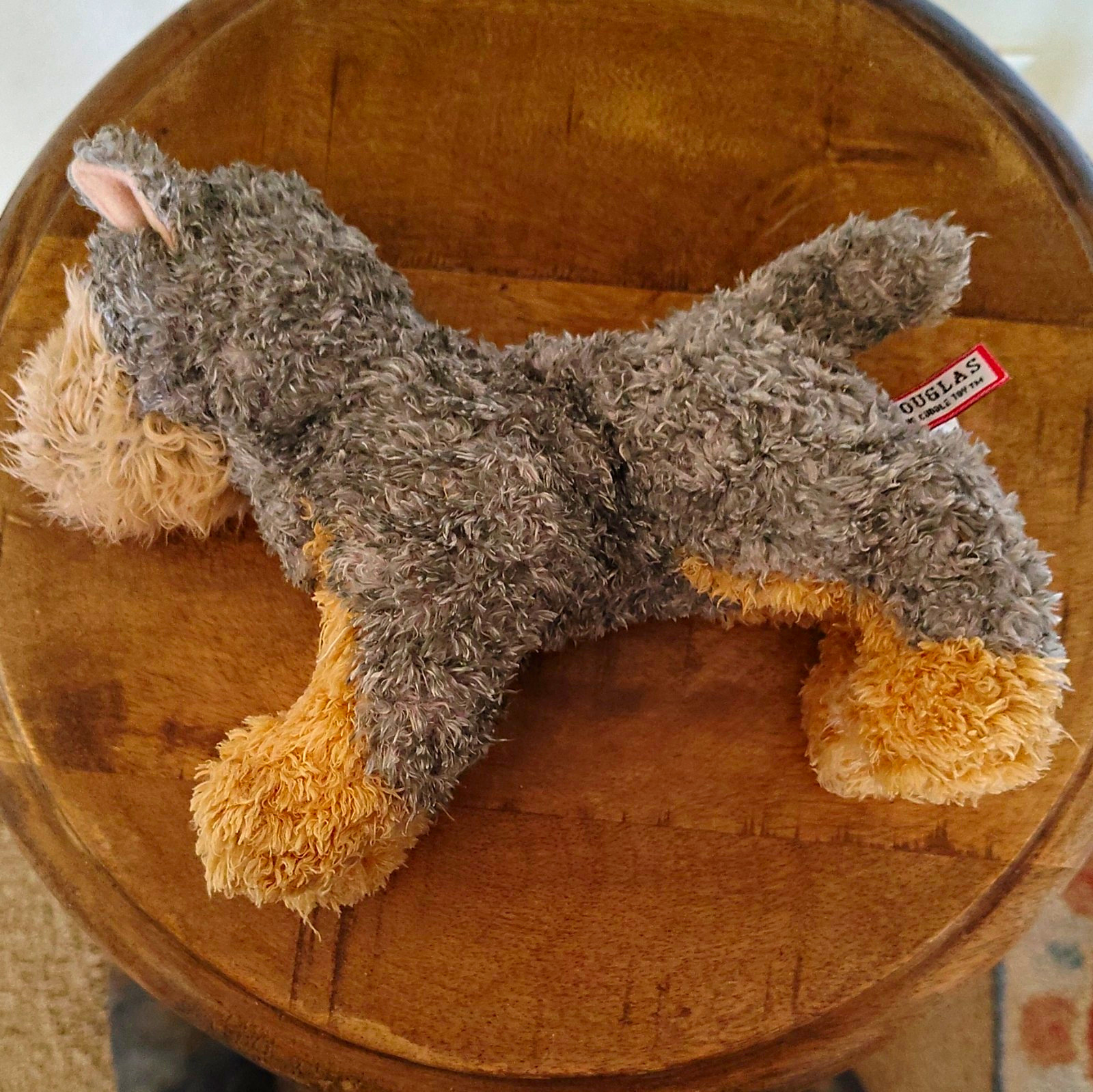 Douglas Cuddle Toy Terrier Plush Gray Tan Scruffy Dog Short Ears Vintage