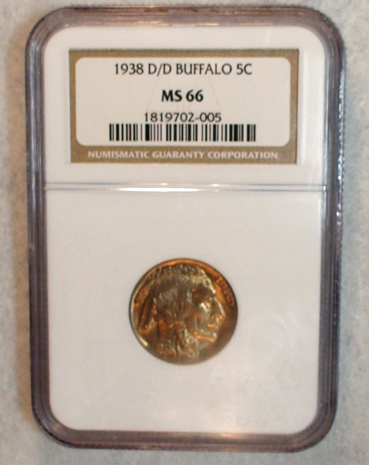 1938-D/D Buffalo Nickel MS 66 NGC - Repunched Mint Mark Variety