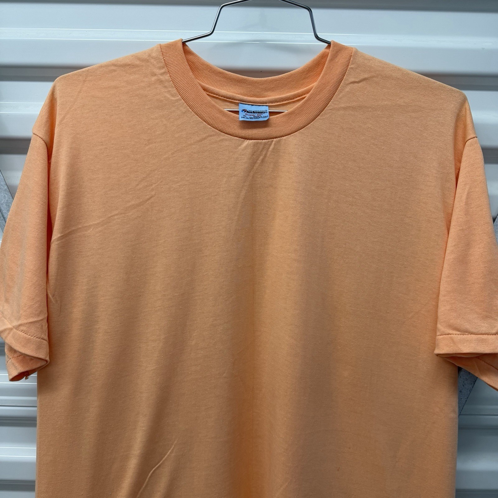 Vintage Stedman Super 50 Blank Peach Orange T-shirt Men’s XL USA Made 80s Surf