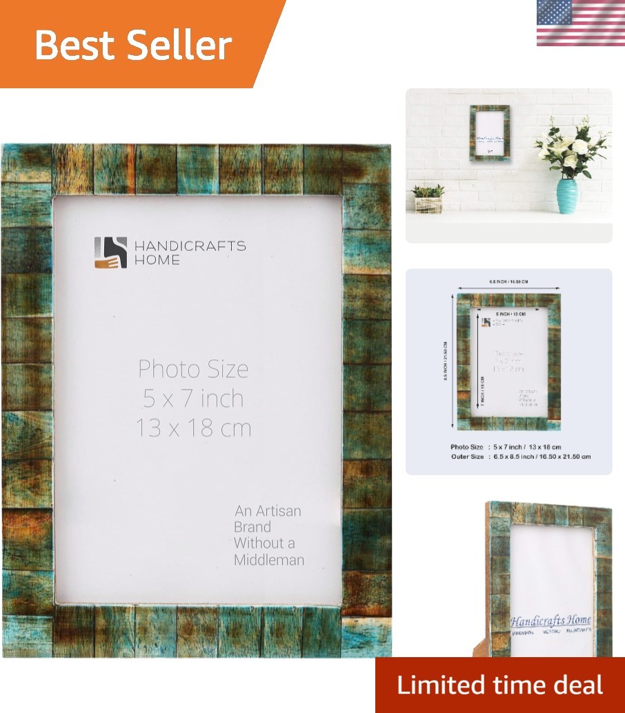 Elegant 5x7 Handmade Verdigris Bone Inlay Frame - Versatile Home Decor Piece Elegant 5x7 Handmade Verdigris Bone Inlay Frame - Versatile Home Decor Piece
