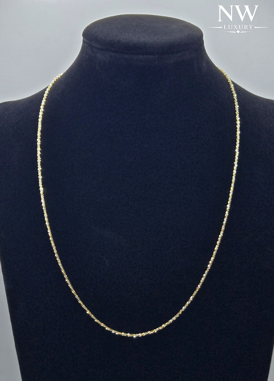 Italian Solid 925 Sterling Gold & Silver Twisted Rock Necklace 20in 1.5mm NEW