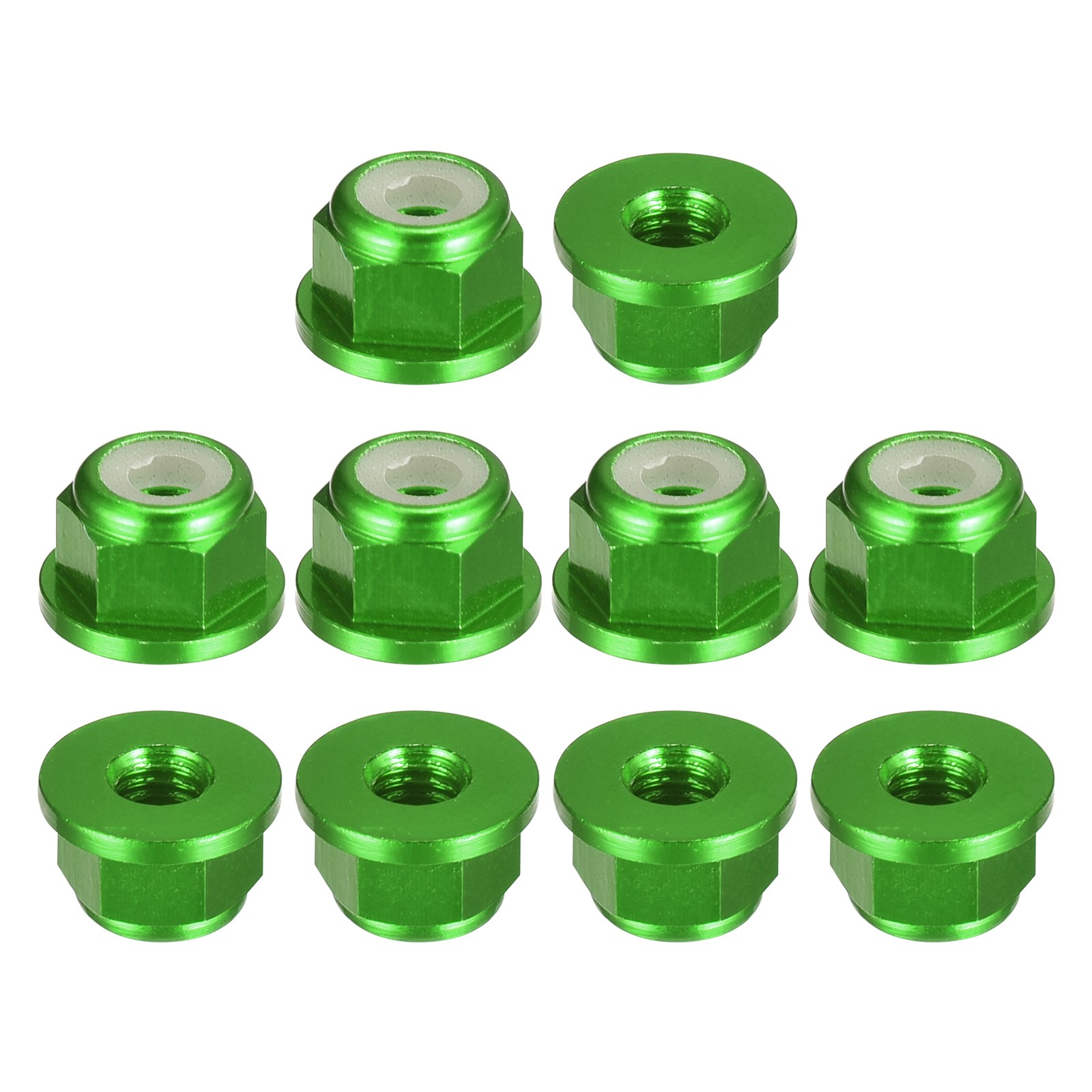 10pcs Nylon Insert Hex Lock Nuts M3 x 0.5mm Aluminum Alloy Green 10pcs Nylon Insert Hex Lock Nuts M3 x 0.5mm Aluminum Alloy Green